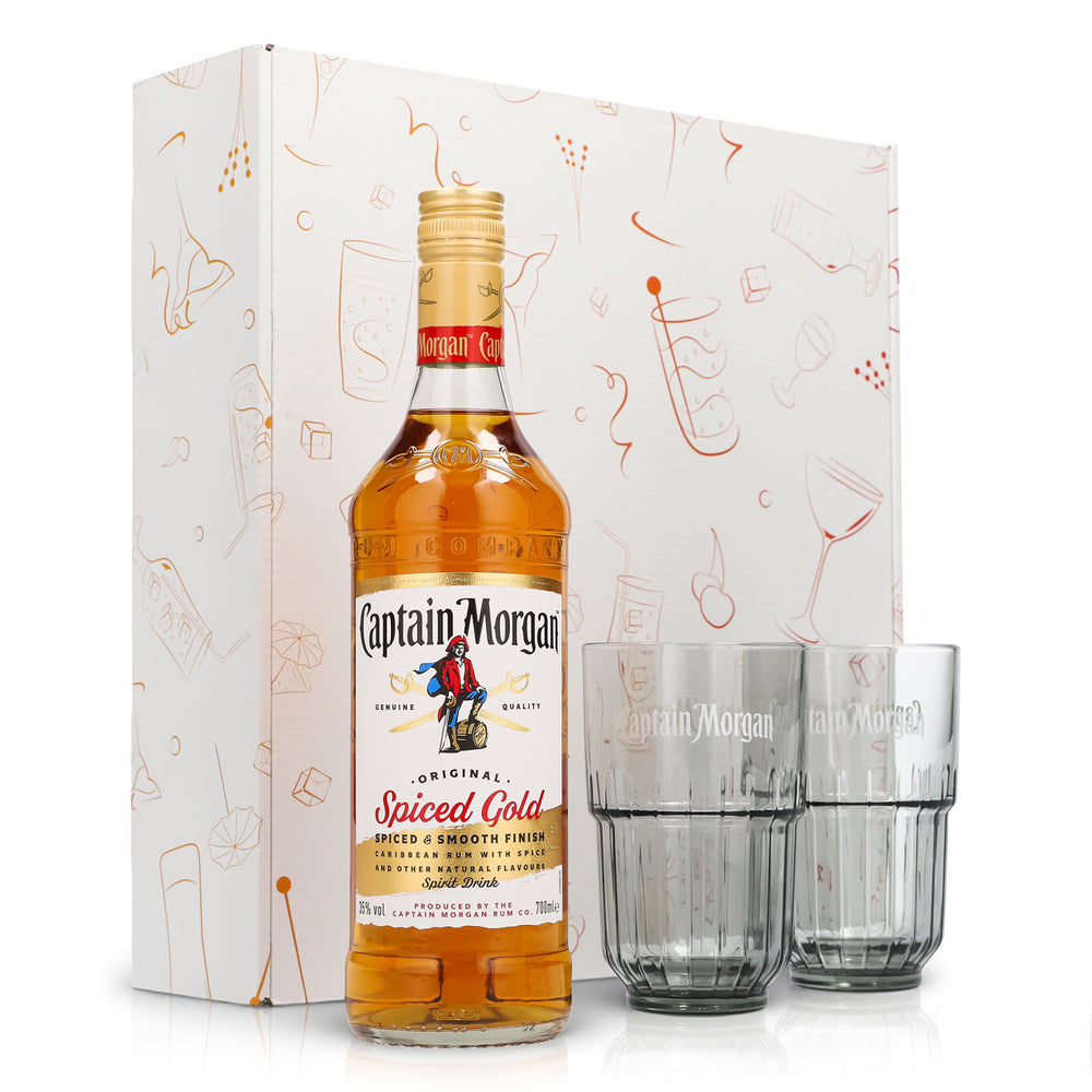 Captain Morgan Set regalo bicchiere da long drink bianco con rilievo
