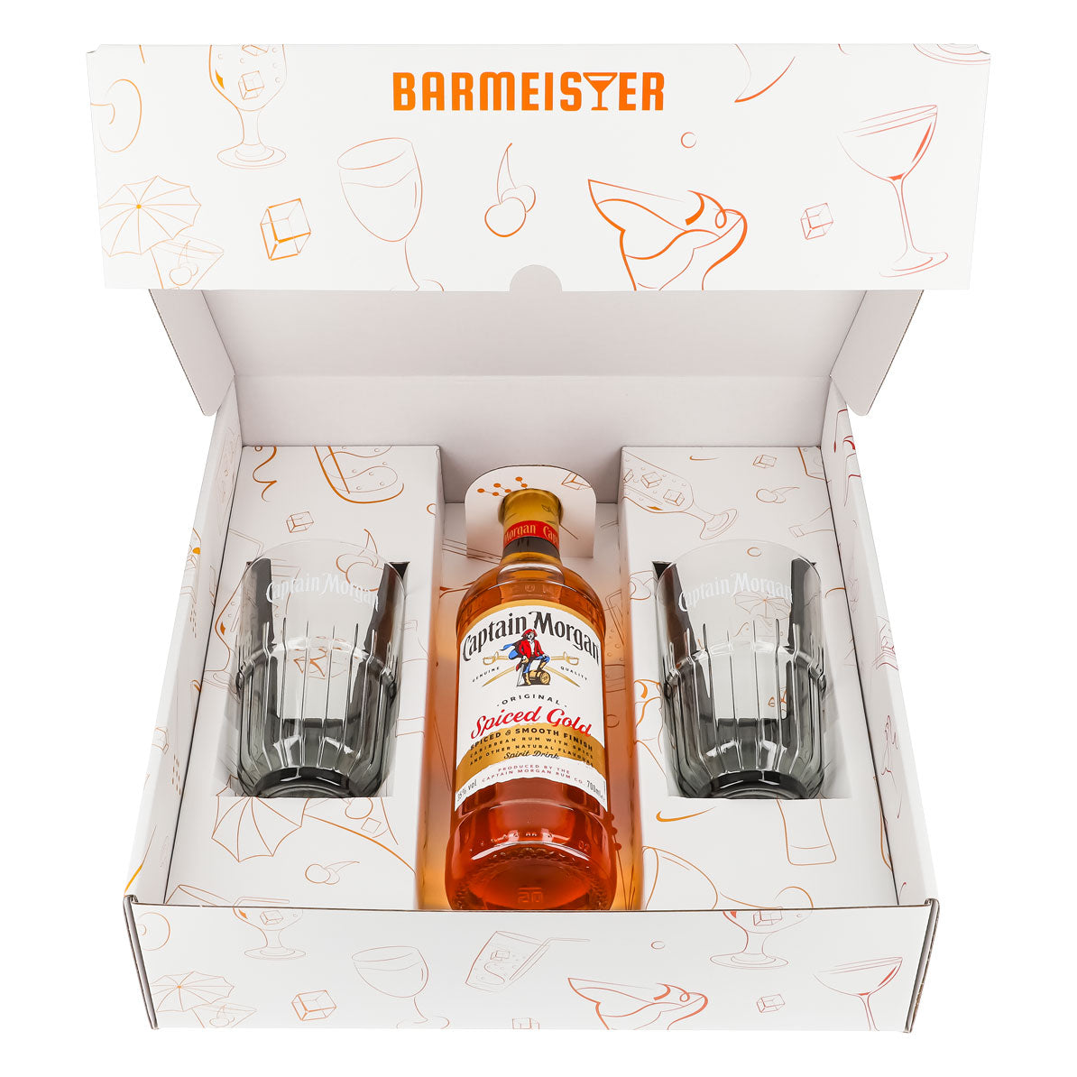 Captain Morgan Set regalo bicchiere da long drink bianco con rilievo – Vista 2