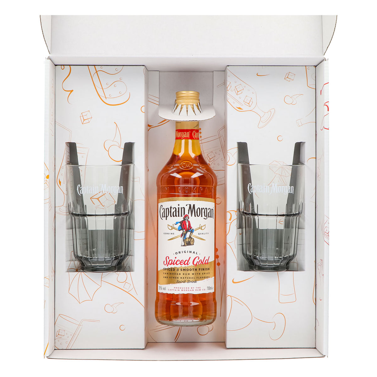 Captain Morgan Set regalo bicchiere da long drink bianco con rilievo – Vista 3