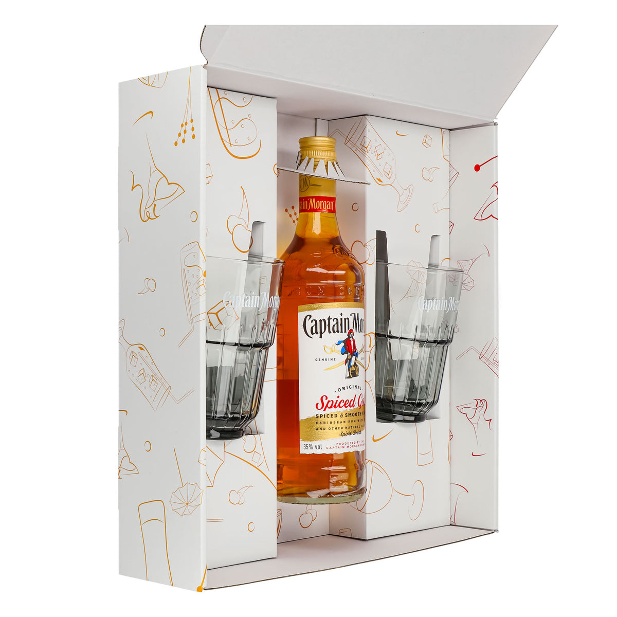 Captain Morgan Set regalo bicchiere da long drink bianco con rilievo – Vista 4
