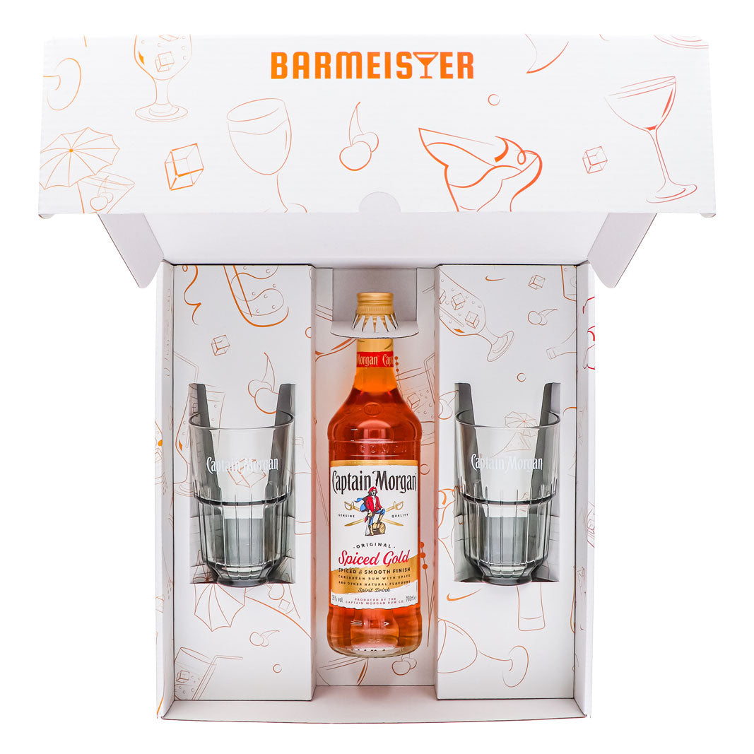 Captain Morgan Set regalo bicchiere da long drink bianco con rilievo – Vista 5
