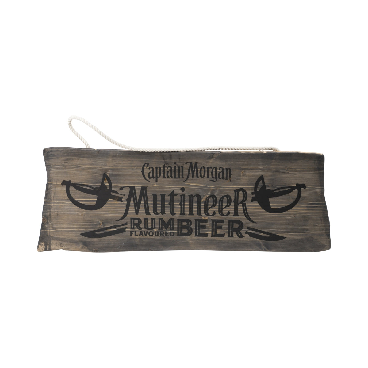 Capitano Morgan Rum Scudo 80x28cm in legno con corda "Mutineer" Decorazione da bar a tema birra
