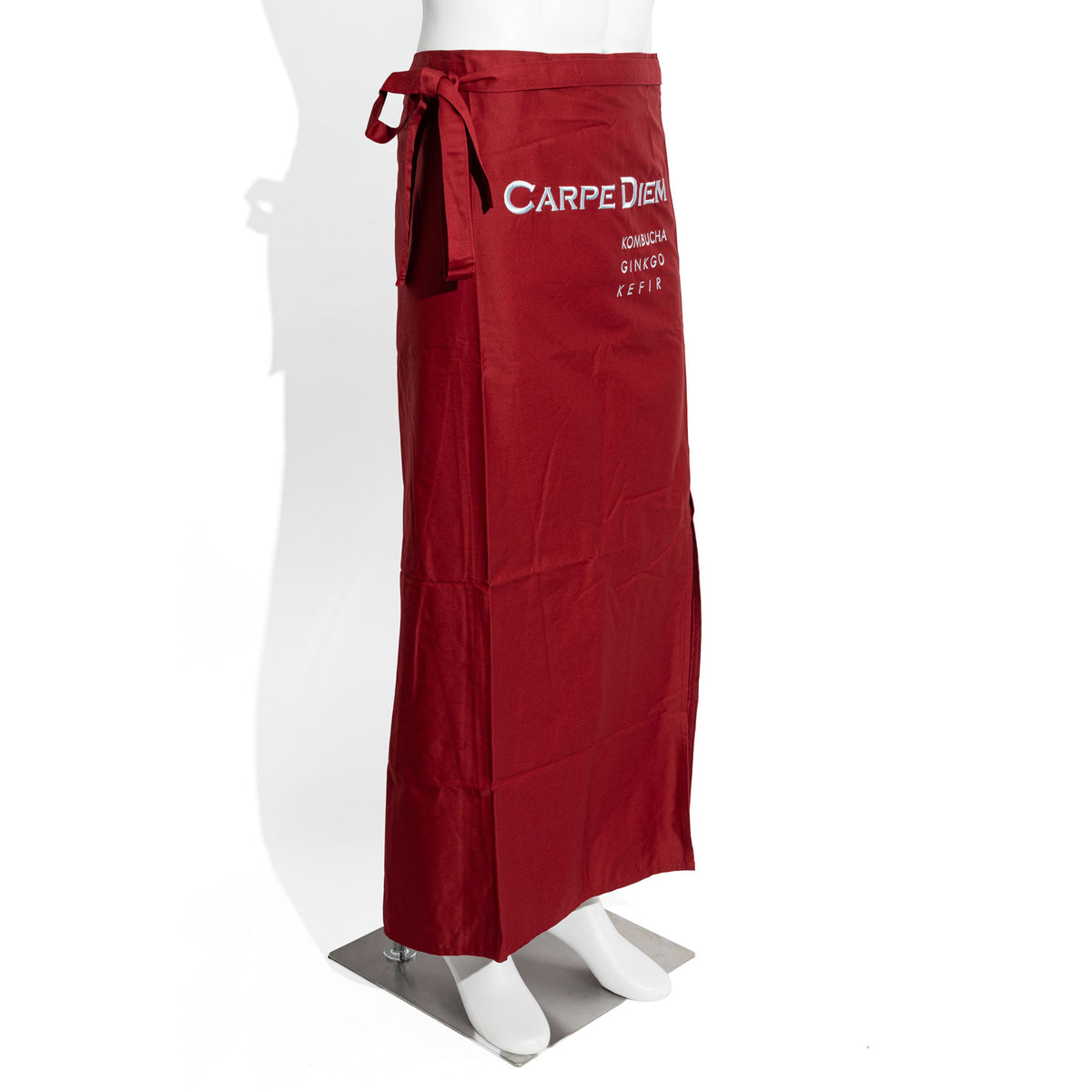 Carpe Diem Grembiule da cameriere Grembiule da bistrot Grembiule da cucina lungo rosso "Logo sul davanti" – Vista 2