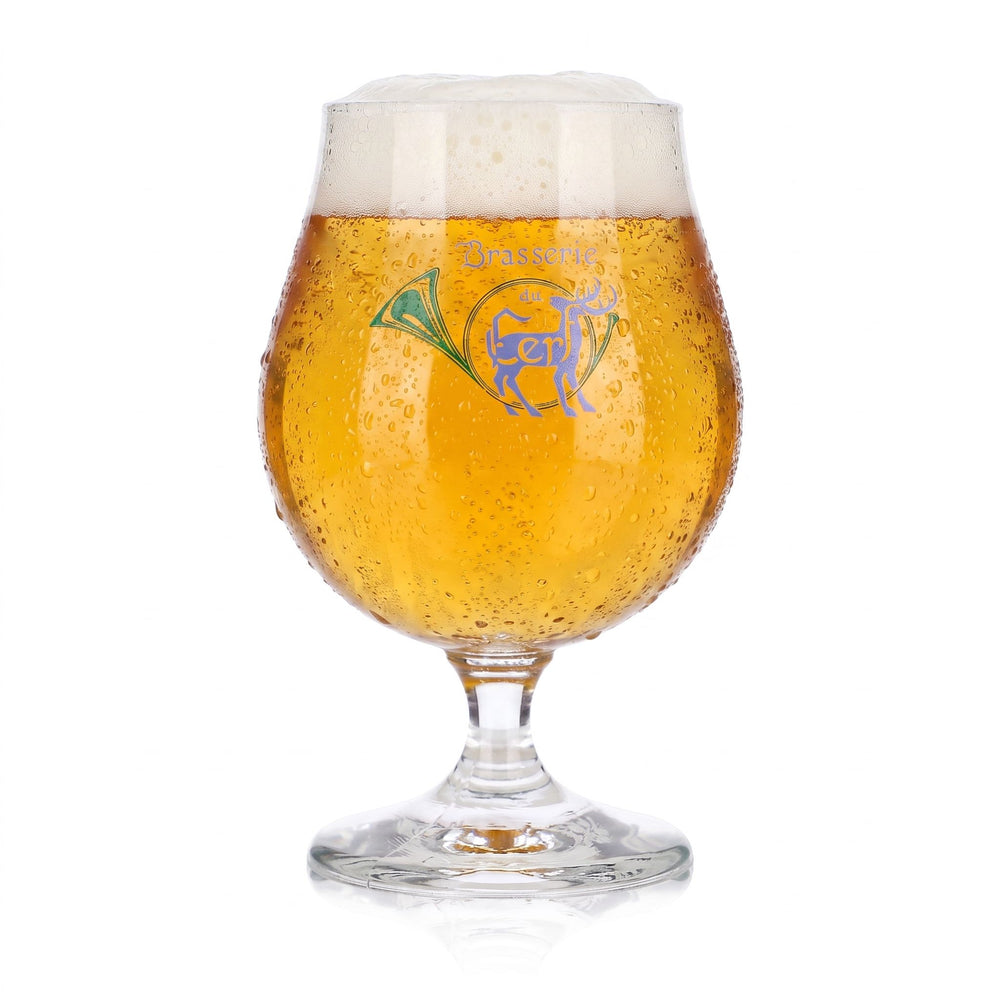 Bicchiere da birra Cerf da 0,5 l, a forma di coppa, a tulipano, Brasserie Durobor, bicchiere da birra a coppa, bicchiere da birra a tulipano