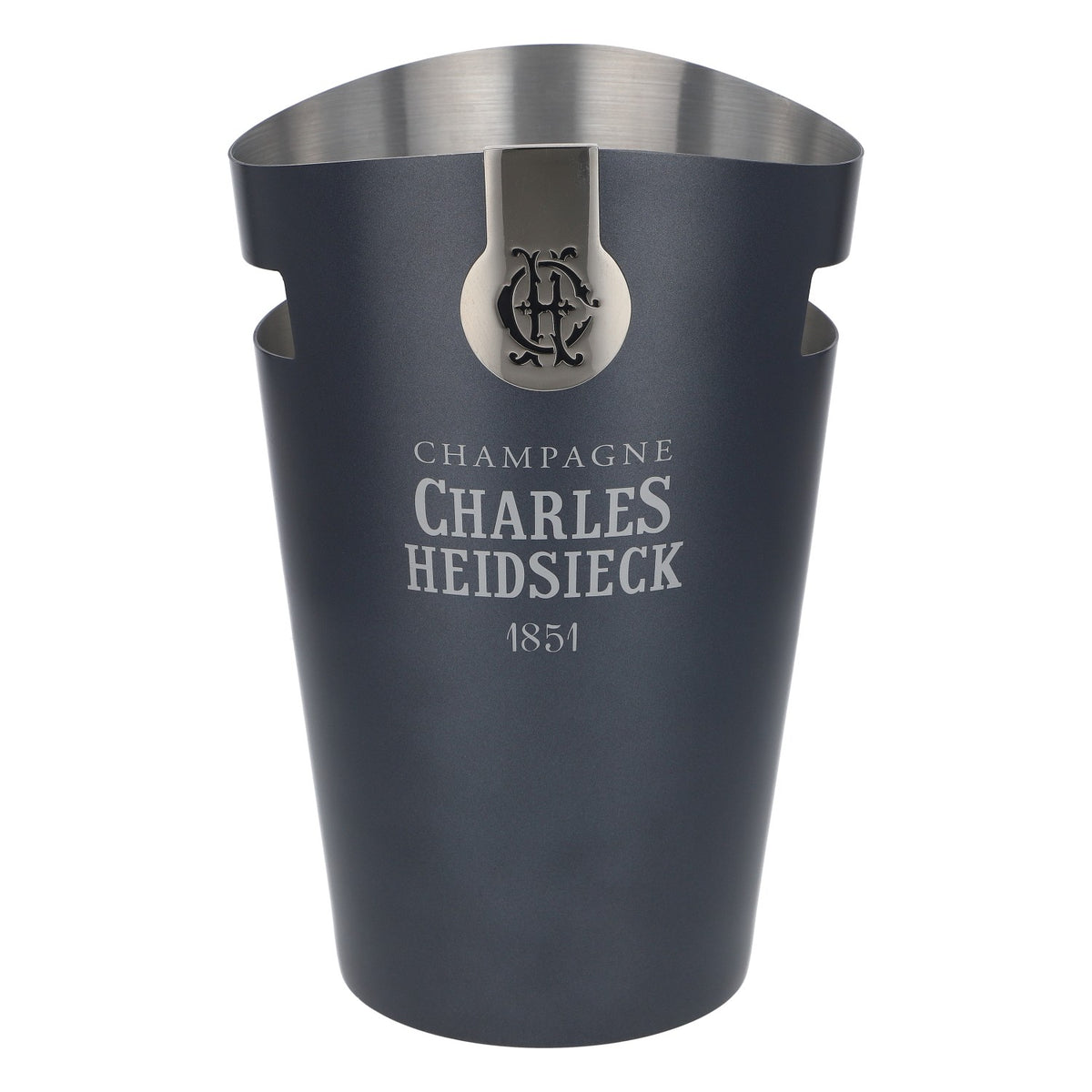 Charles Heidsieck: portabottiglie per champagne con contenitore per cubetti di ghiaccio in metallo grigio
