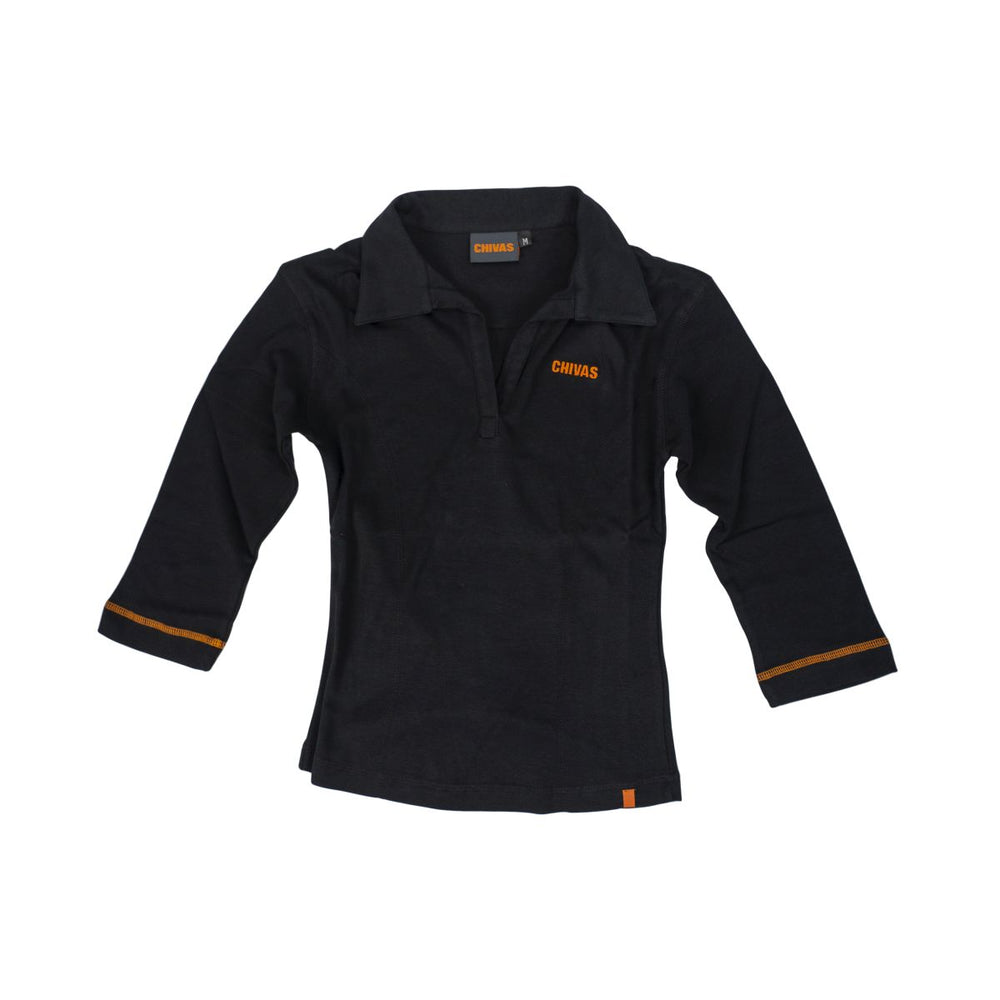 Camicia polo Chivas Regal Camicia femminile Taglia M Maniche lunghe Nero Logo ricamato