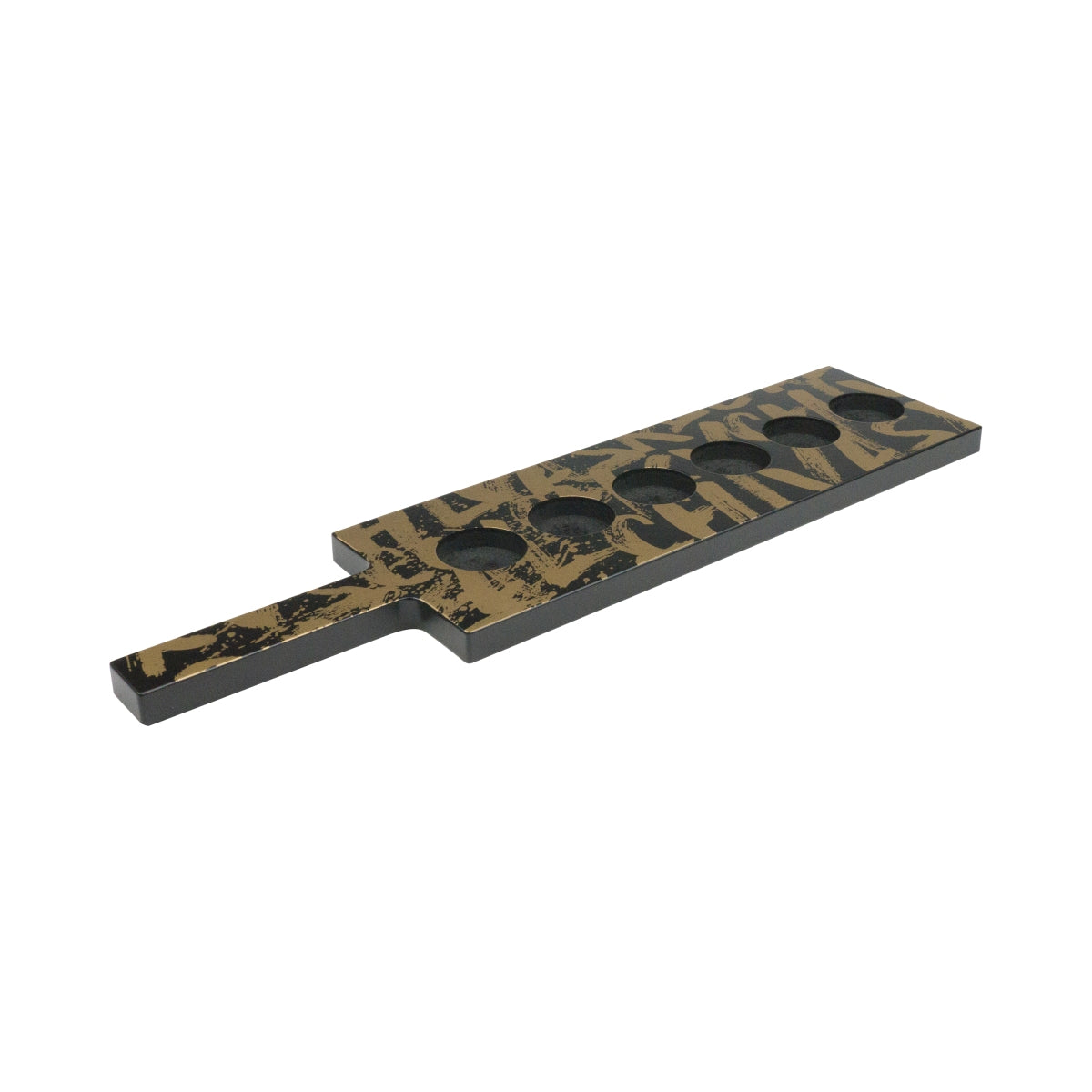 Vassoio per bicchierini di whisky Chivas Regal con design graffiti nero/oro 6 spazi per bicchieri con diametro di 4 cm