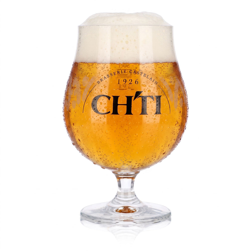 Bicchiere da birra CHTI da 0,65 l, a forma di coppa a tulipano, Brasserie Castelain 1926, con motivo a cereali