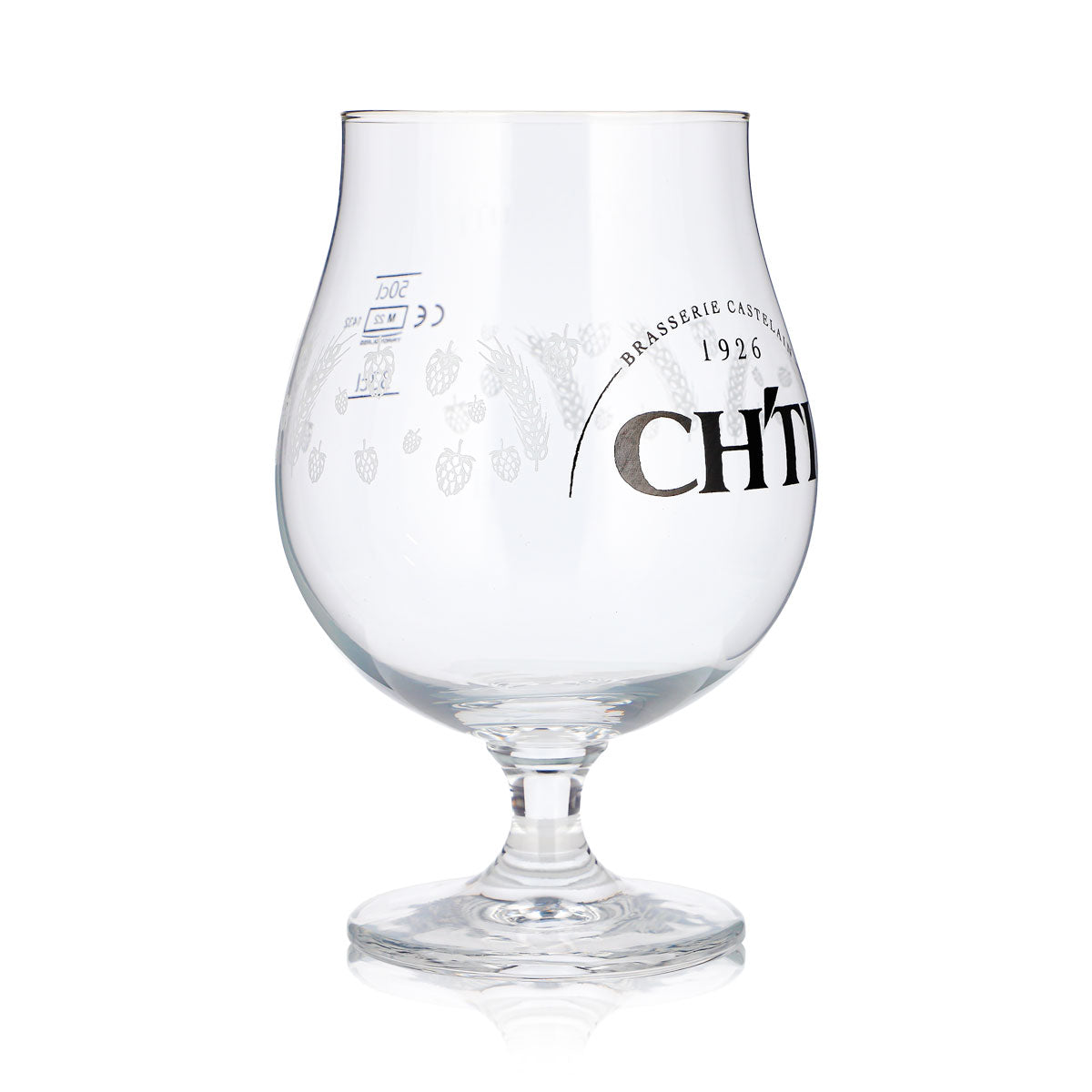 Bicchiere da birra CHTI da 0,65 l, a forma di coppa a tulipano, Brasserie Castelain 1926, con motivo a cereali – Vista 3