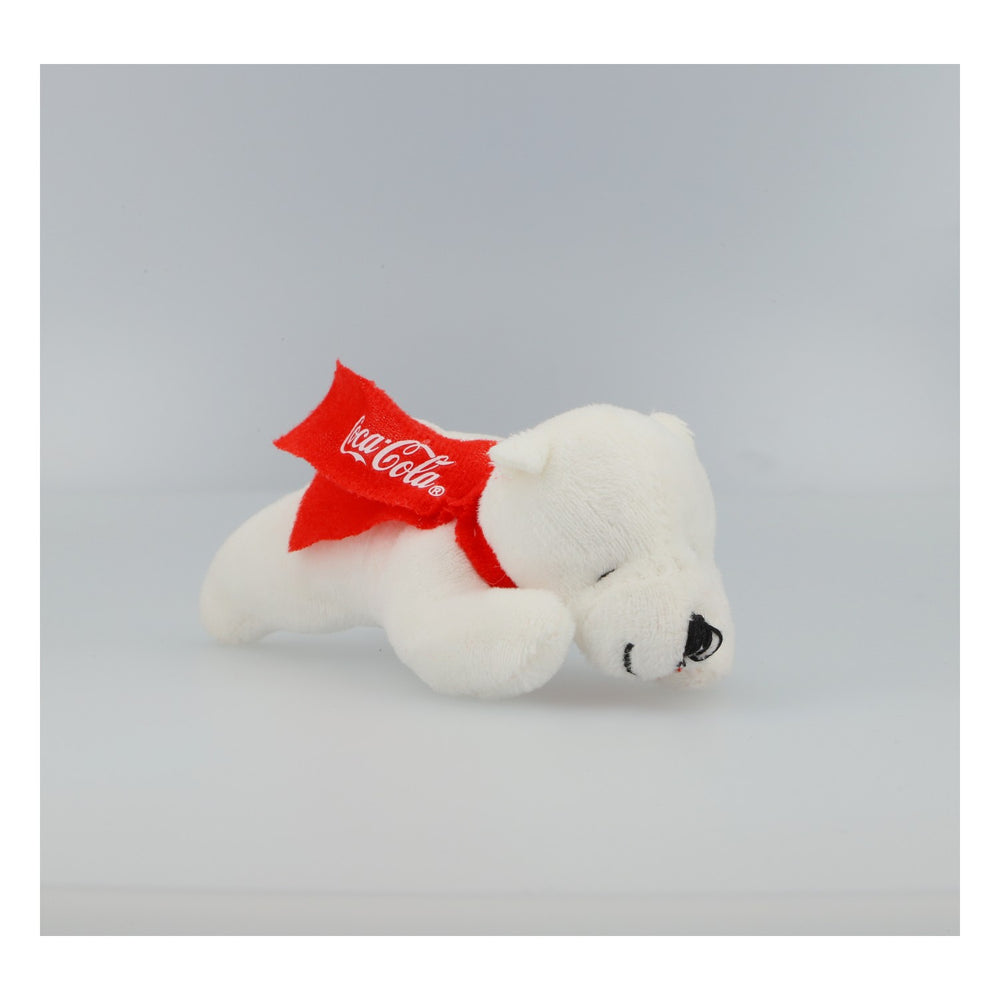 Peluche Coca-Cola Orso polare sdraiato, nuovo, bianco con sciarpa rossa, da collezione, decorativo, regalo