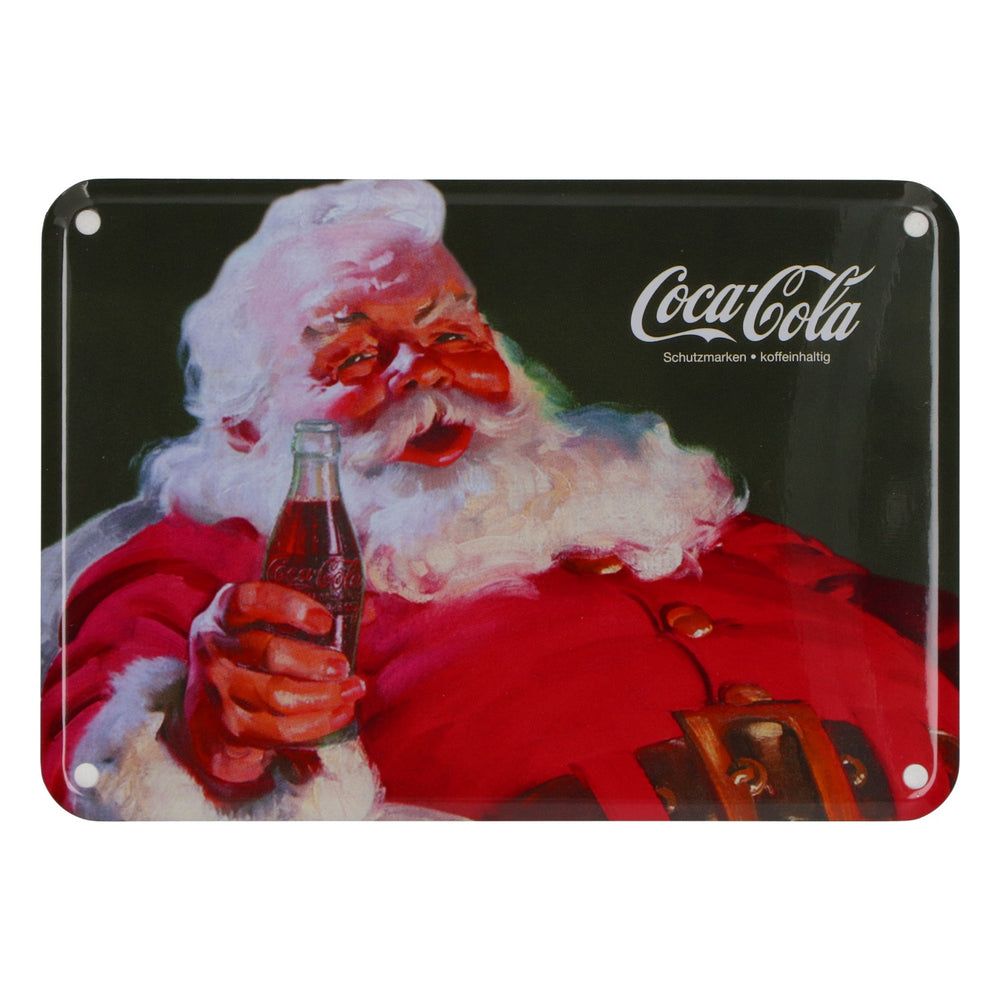 Coca Cola Softdrink Insegna in latta Decorazione da parete Natale 15x10,5 cm Babbo Natale