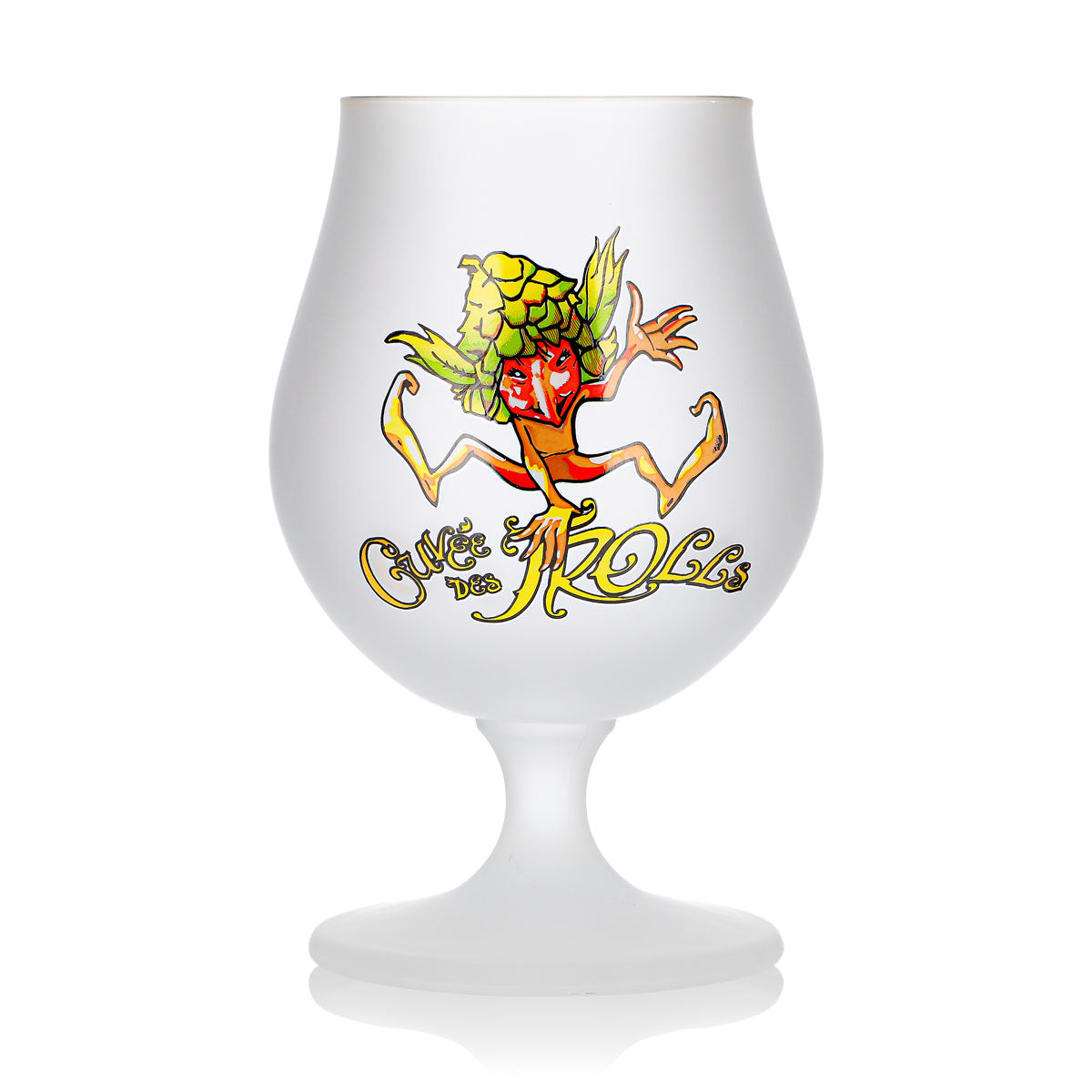 Bicchiere da birra Cuvee des Trolls da 0,25 l, a forma di tulipano, con logo Troll, smerigliato, bicchiere da birra a calice