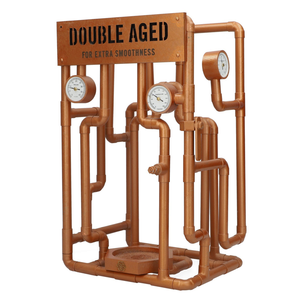 Portabottiglie per whisky Dewars, decorazione in ottone, rame invecchiato due volte, 4,35 kg