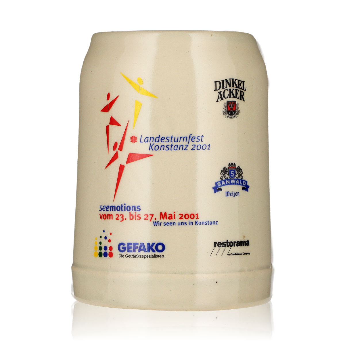 Bicchiere da birra "Dinkel Acker" da 0,3 l, boccale in terracotta "Landesturnfest 2021", color crema