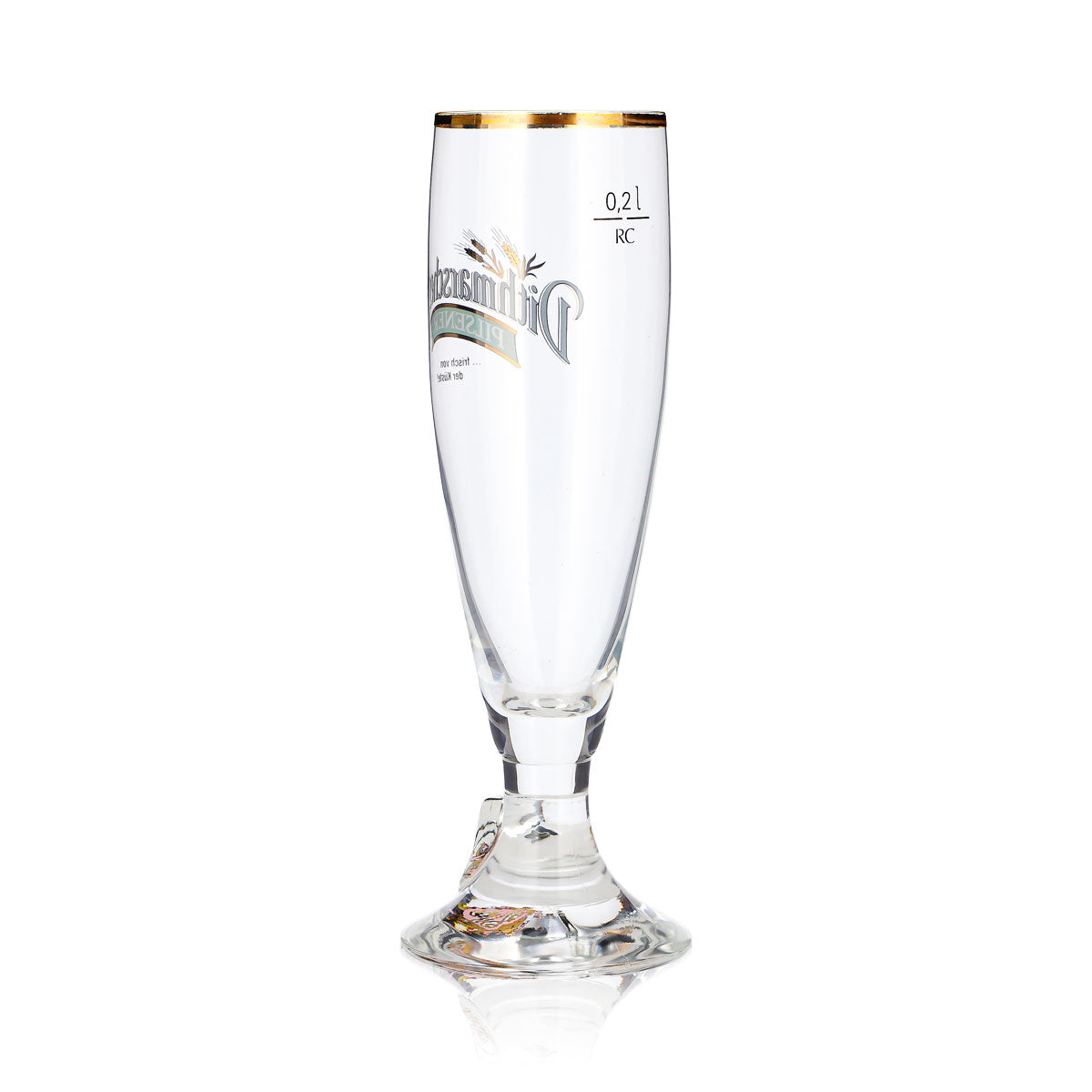 Bicchiere da birra Dithmarscher da 0,2 l, a forma di coppa, Pilsener con bordo dorato – Vista 4