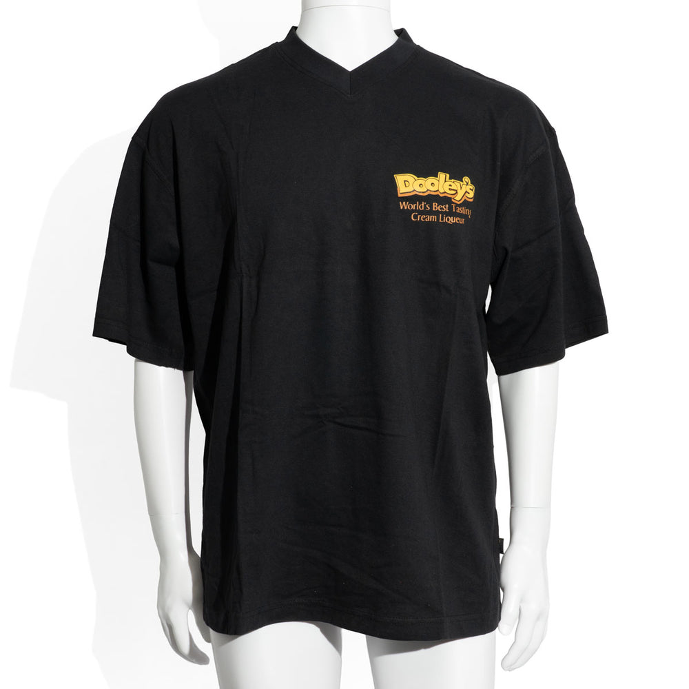 Maglietta Dooleys Gold con scollo a V nera "Worlds best tasting" taglia L
