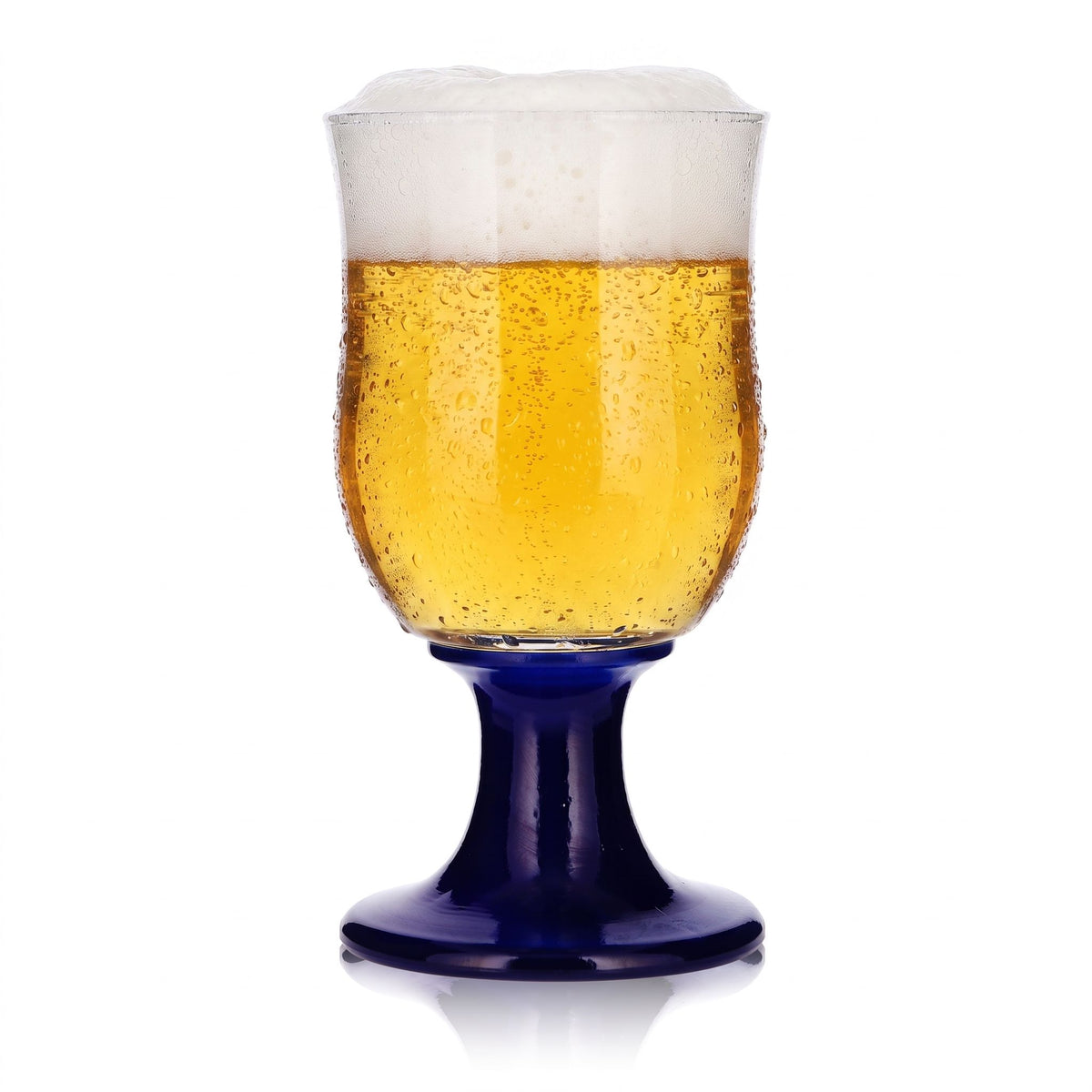 Bicchiere da birra Durobor da 0,36 l, a calice, con fondo blu