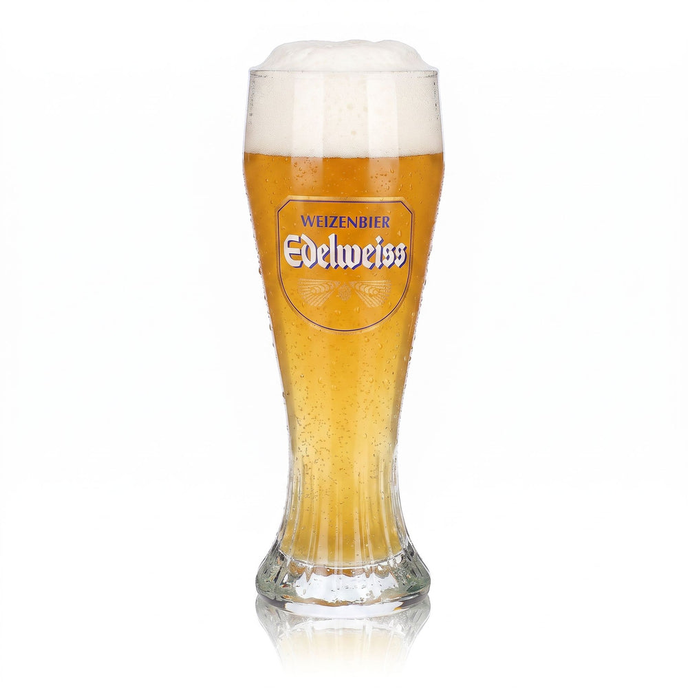 Bicchiere da birra Edelweißbrauerei da 0,5 l, a forma di coppa, per birra di frumento, con motivo in rilievo “Sahm”