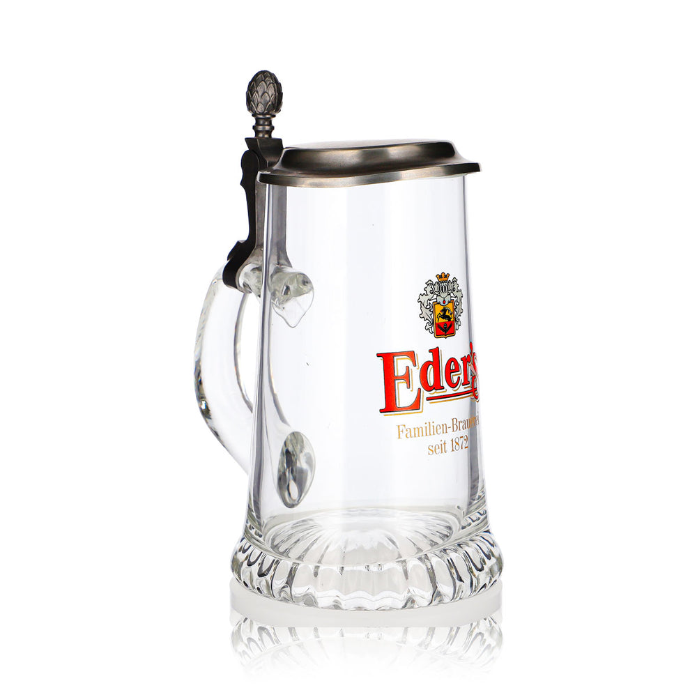 Bicchiere da birra Eder da 0,48 l con coperchio in stagno. Birrificio a conduzione familiare dal
