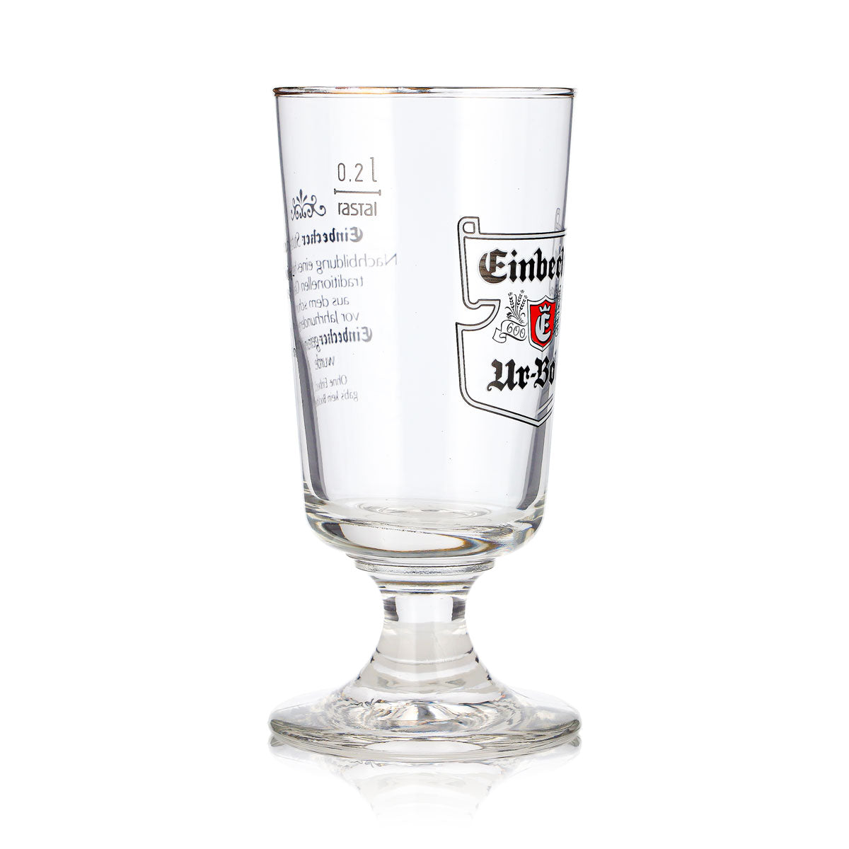 Bicchiere da birra Einbecker da 0,2 l, a calice, Urbock Exclusiv, bordo dorato, Rastal – Vista 2
