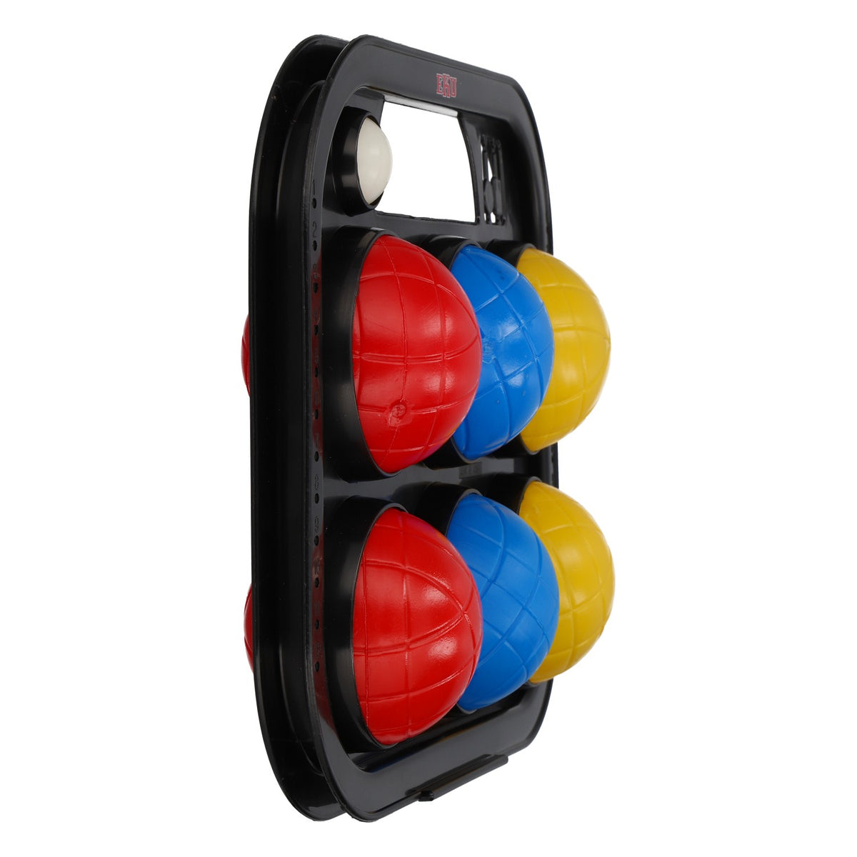 Set da bocce Eku Bier – Gioco da esterno con cestino da trasporto e 6 bocce colorate in plastica – Vista 2