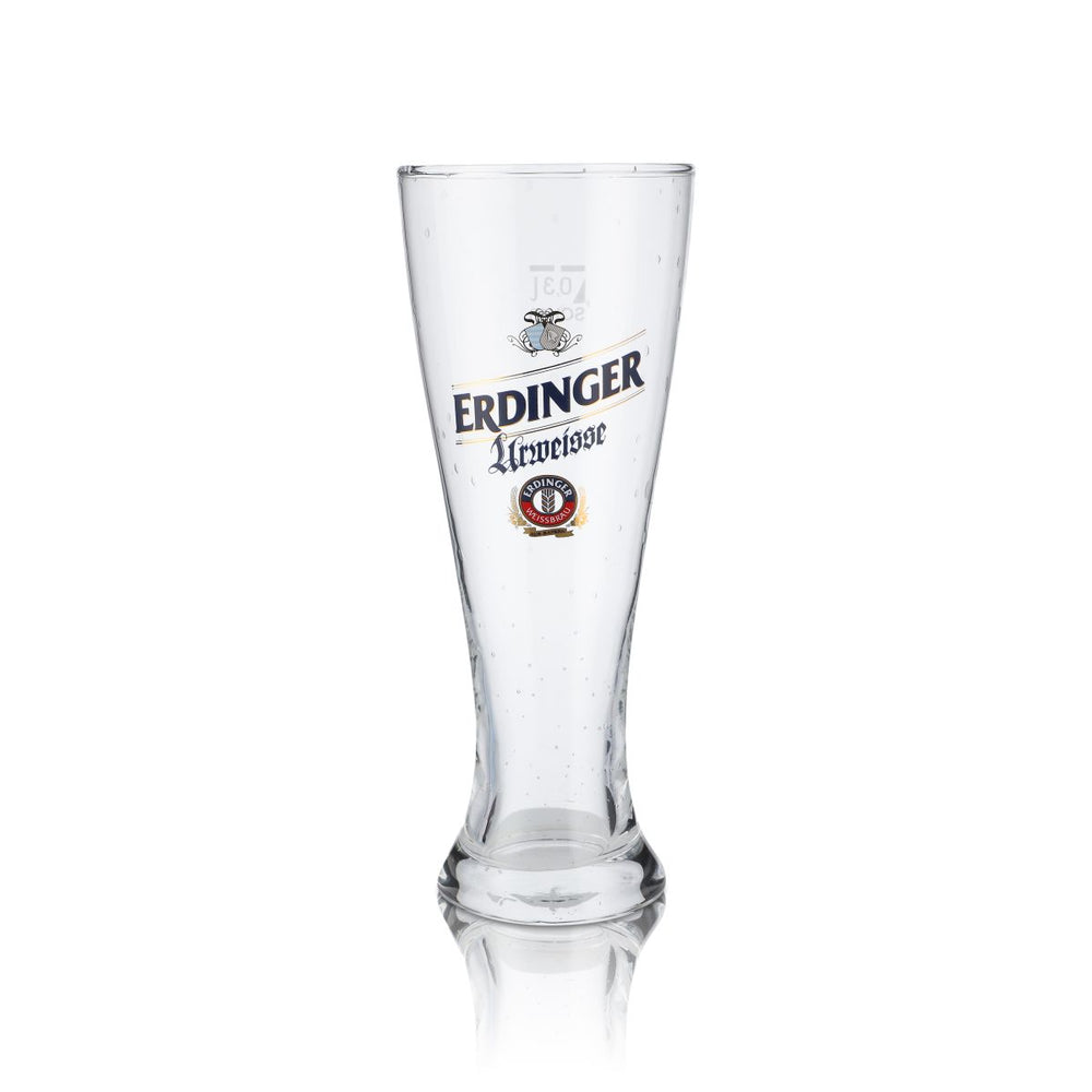 Bicchiere in vetro Erdinger da 0,3 l per birra bianca Urweisse con effetto perlato, realizzato a mano, Hefeweizen