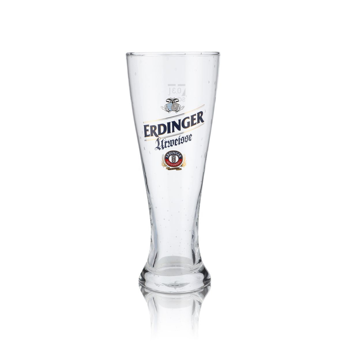 Bicchiere in vetro Erdinger da 0,3 l per birra bianca Urweisse con effetto perlato, realizzato a mano, Hefeweizen