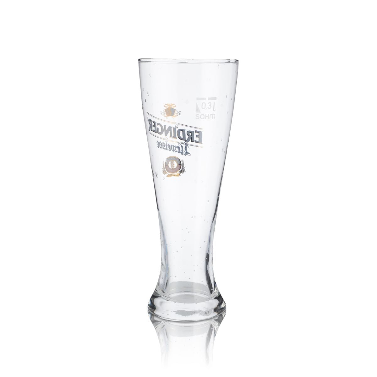 Bicchiere in vetro Erdinger da 0,3 l per birra bianca Urweisse con effetto perlato, realizzato a mano, Hefeweizen – Vista 2