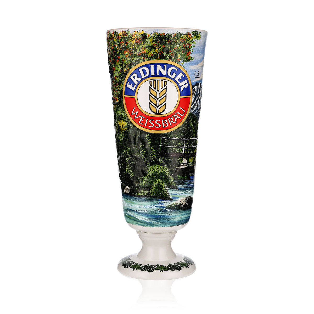 Bicchiere da birra Erdinger Weissbräu 0,5 l, boccale in ceramica edizione Berchtesgardener