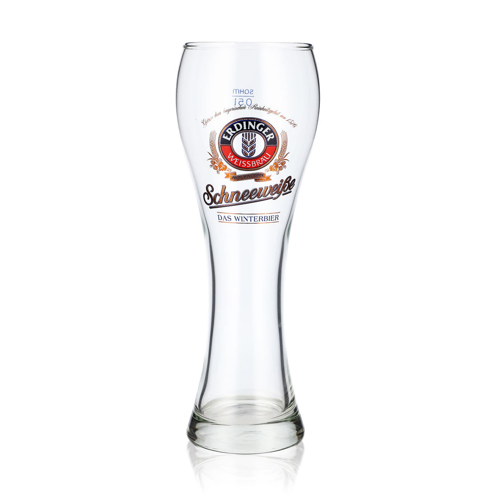 Bicchiere da birra Erdinger Weissbräu da 0,5 l, bicchiere da birra bianca "Schneeweiße", la birra invernale "Sahm"