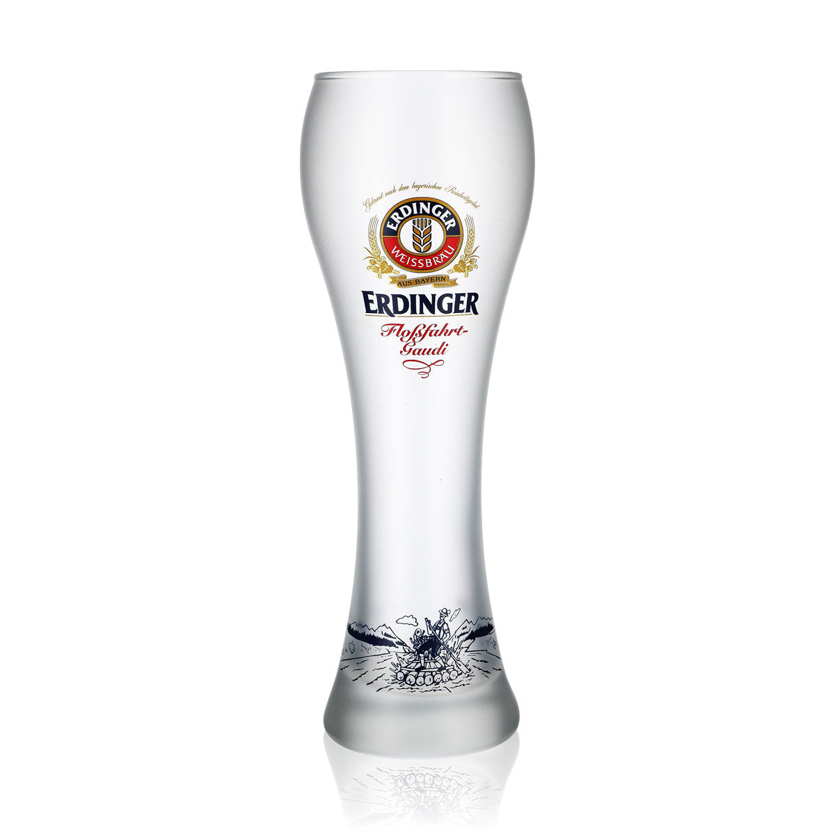 Bicchiere da birra Erdinger Weizenglas 0,5 l opaco "Floßfahrt-Gaudi" Bicchieri da birra satinati bianchi