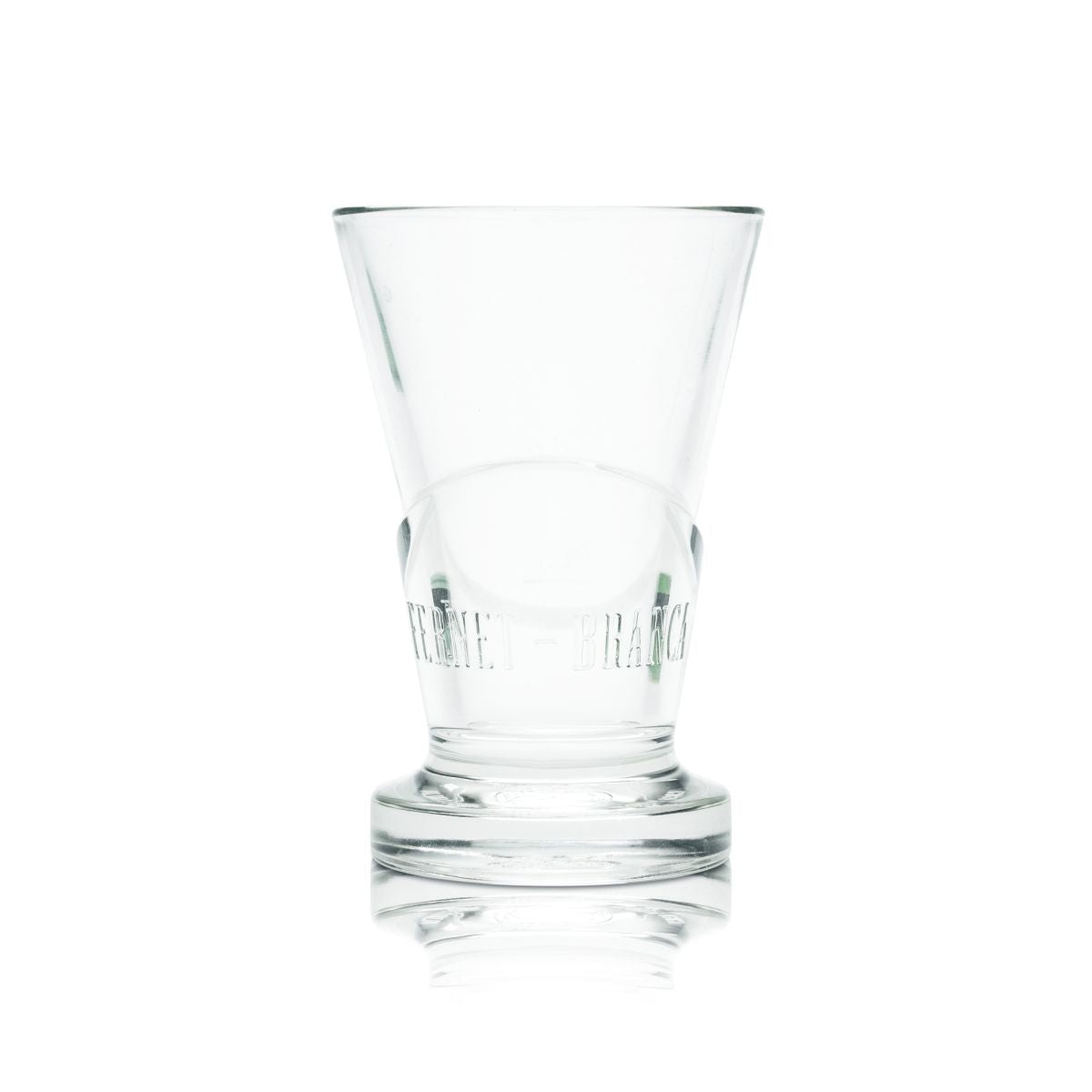 Fernet Branca Bicchiere 0,14 l Bicchiere di design Bicchiere sagomato Logo in rilievo Bicchiere tumbler Bicchiere da liquore