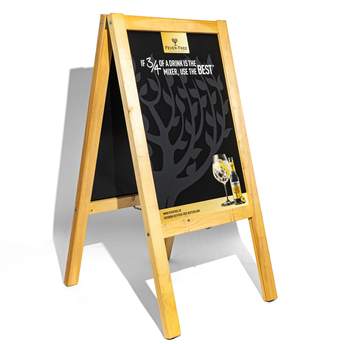 Fever Tree Espositore pubblicitario A Frame con cornice in legno e lavagna in gesso per ristorazione