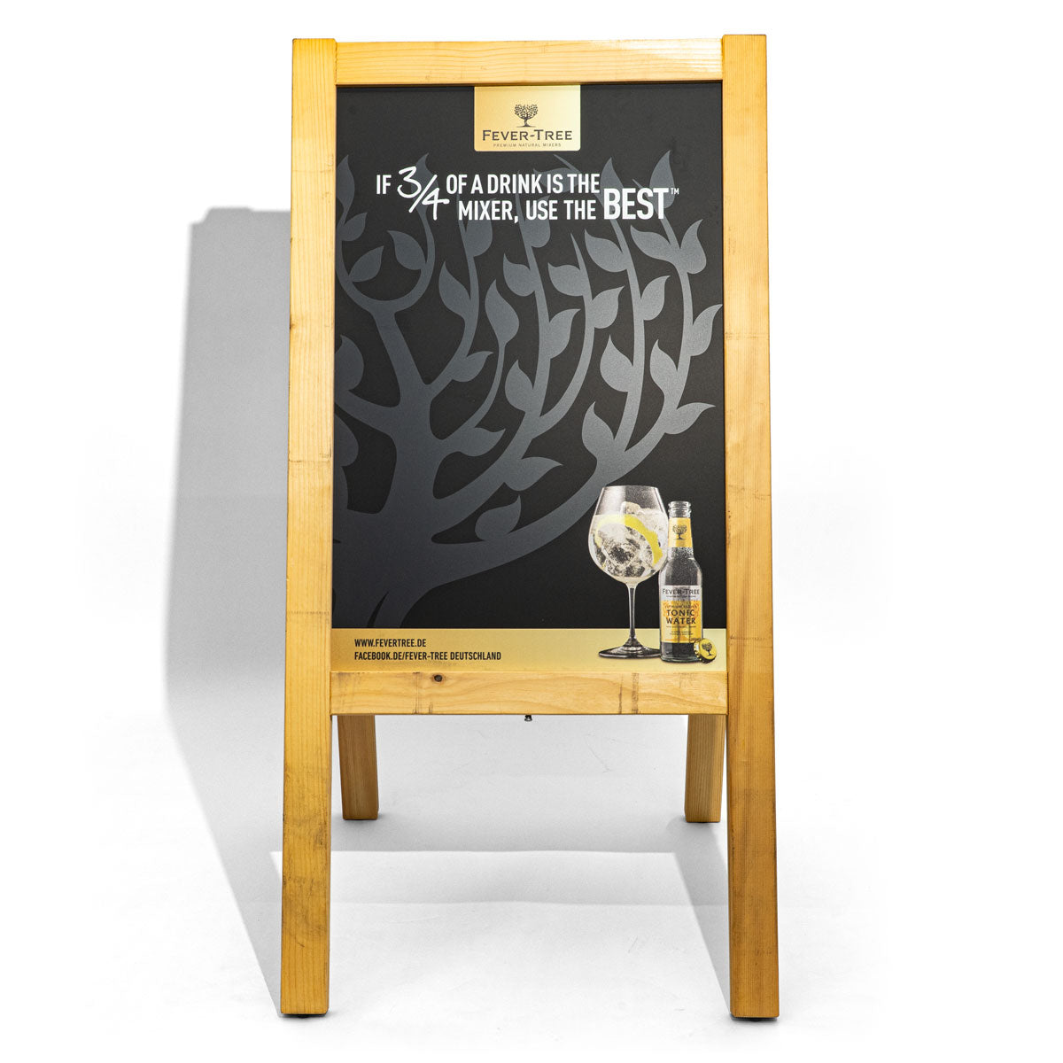 Fever Tree Espositore pubblicitario A Frame con cornice in legno e lavagna in gesso per ristorazione – Vista 2