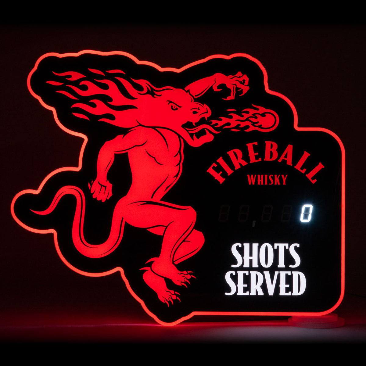 Fireball Insegna luminosa LED Wallsign Targhetta da parete Shots served Counting Decorazione da bar