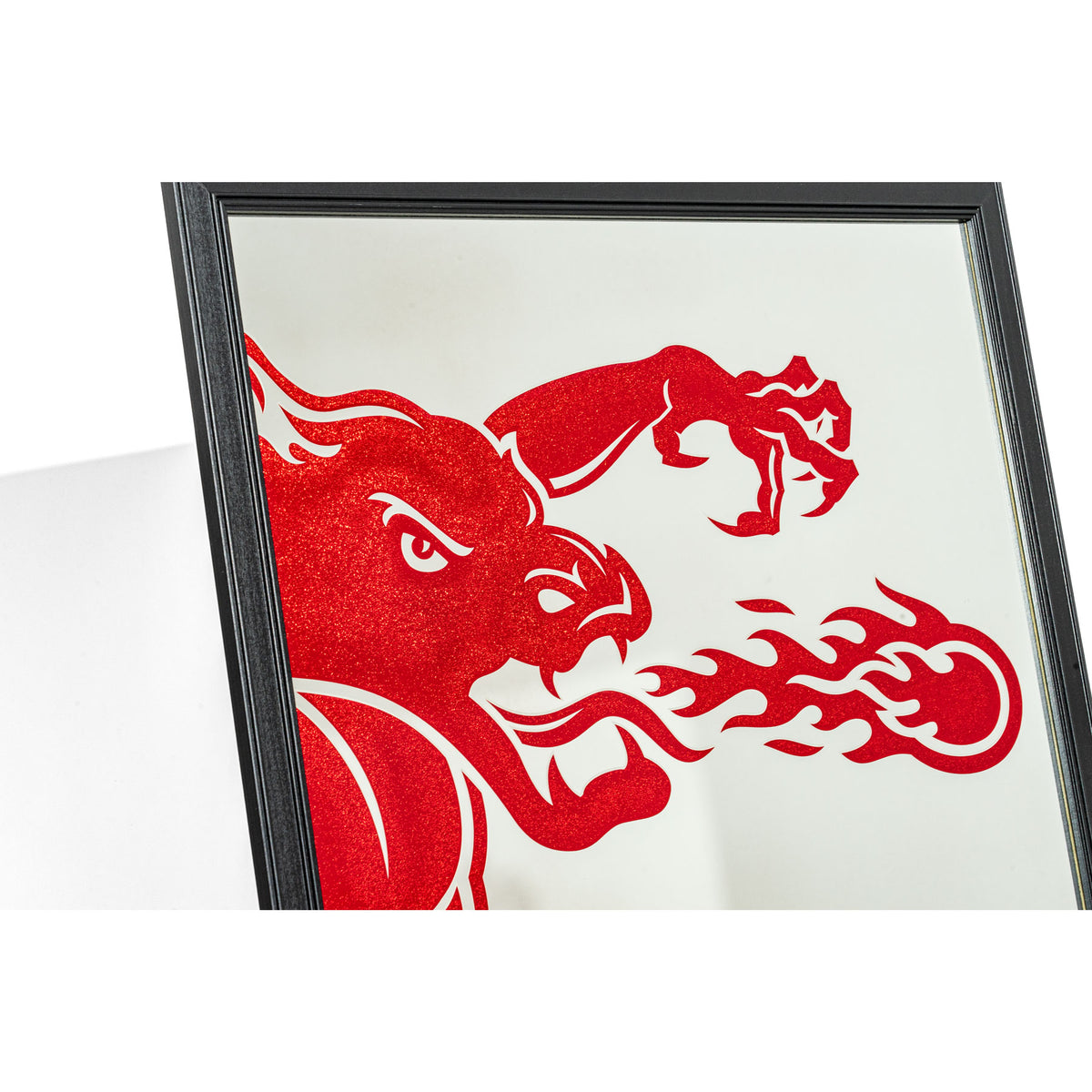 Fireball Decorazione da parete a forma di specchio con motivo drago e cornice 103x73 cm Bar Pub – Vista 3