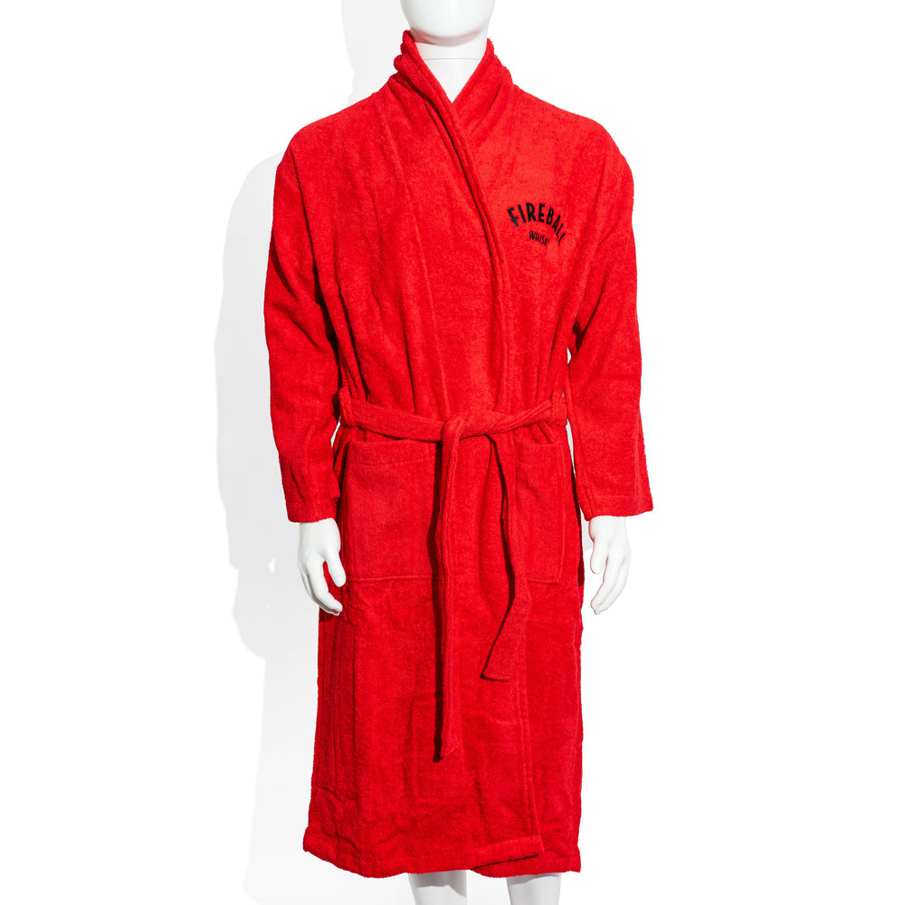 Accappatoio in cotone con motivo "Fireball Whiskey"