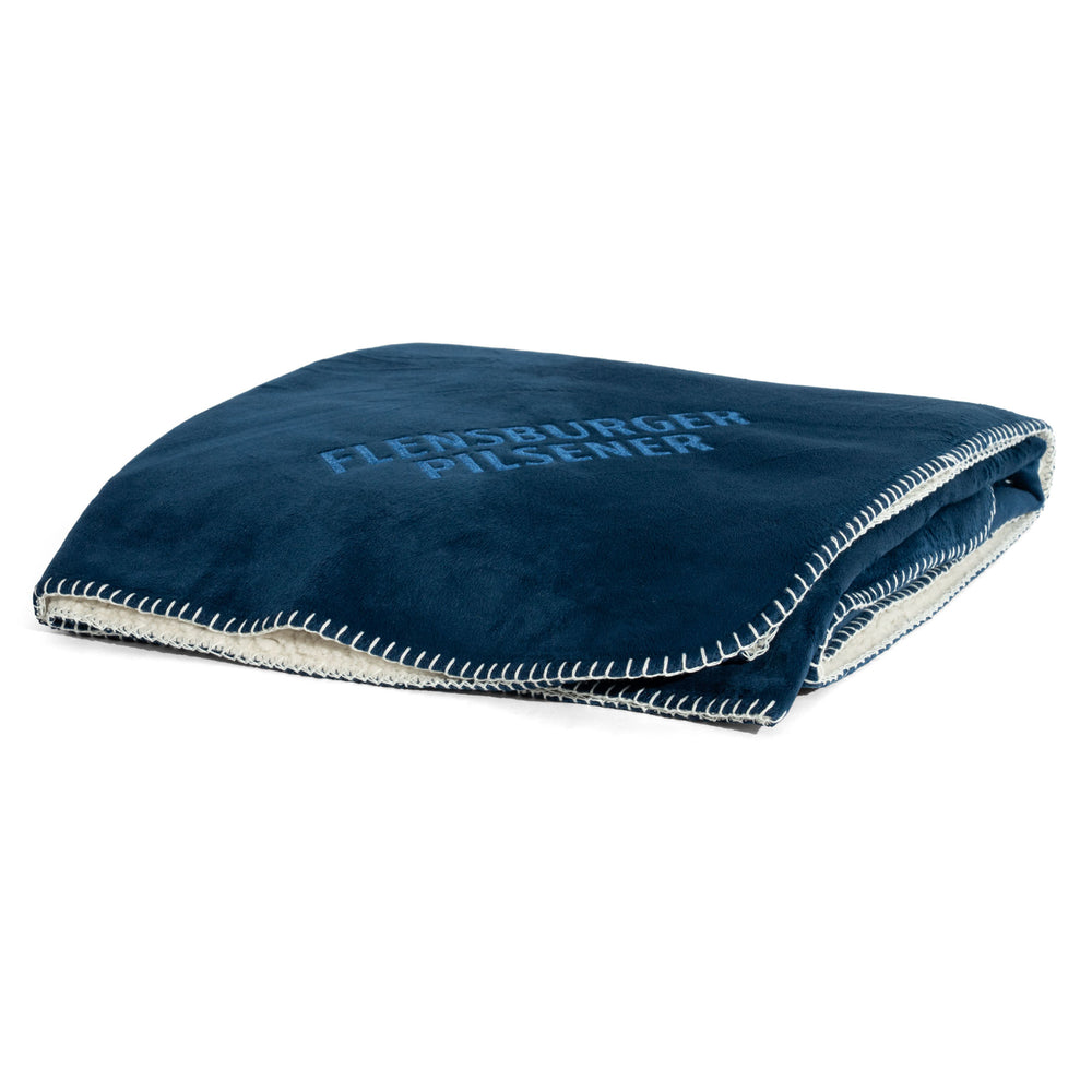 Coperta in pile Flensburger Bier Coperta coccolosa Coperta da terrazzo Coperta 130x180 cm Blu