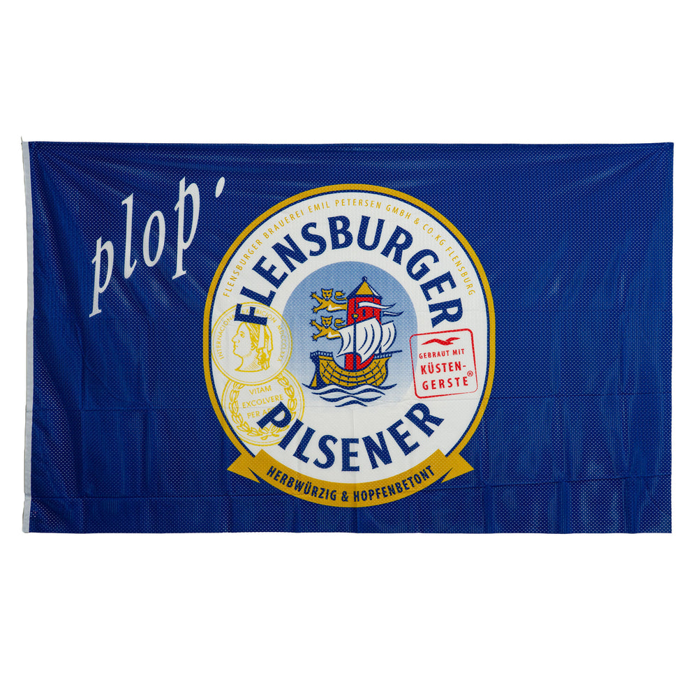 Vetro di Flensburg, tessuto misto, bandiera Pilsener Hiss, striscione, bandiera verticale