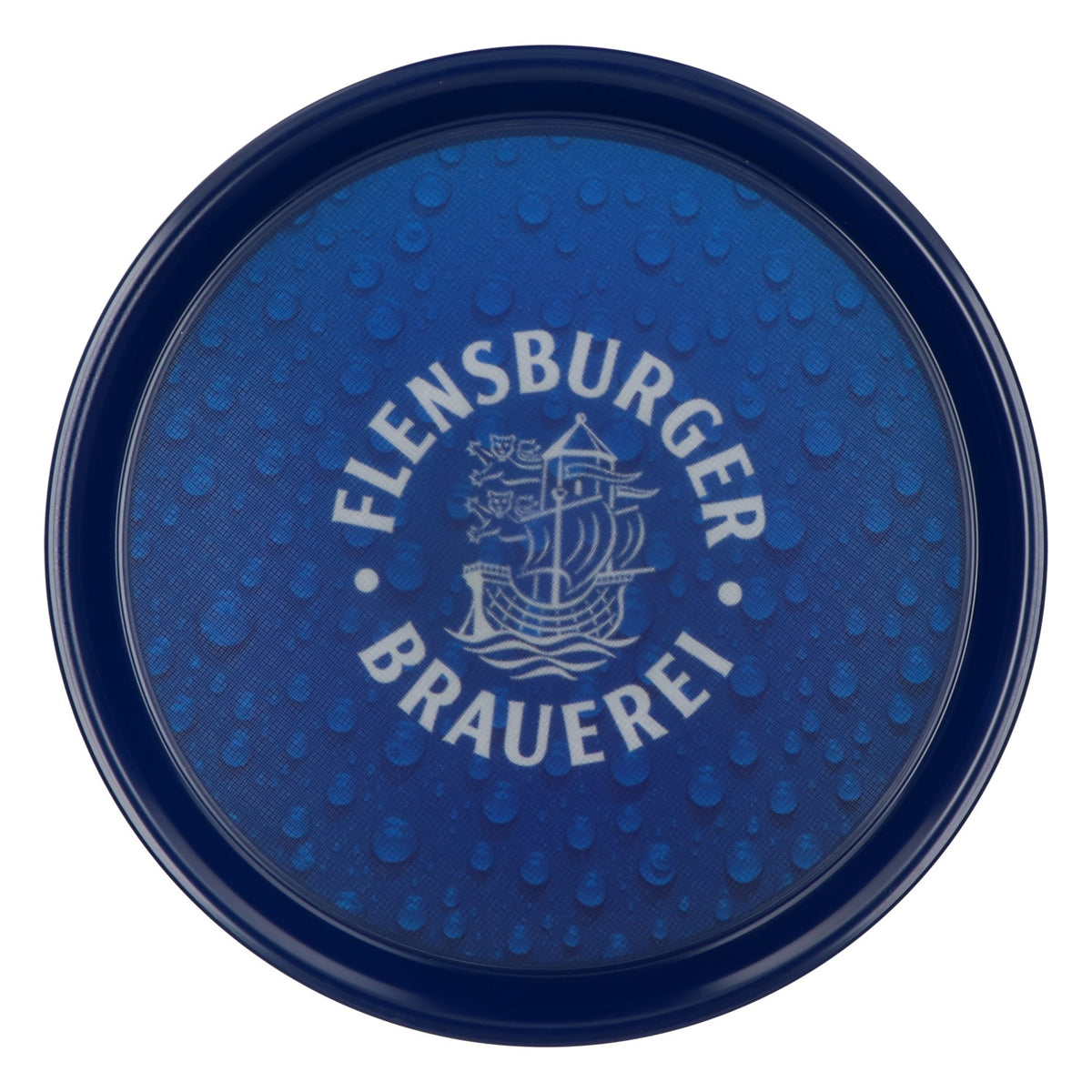 Vassoio per birra Flensburger Pilsener Vassoio da cameriere Vassoio rotondo blu