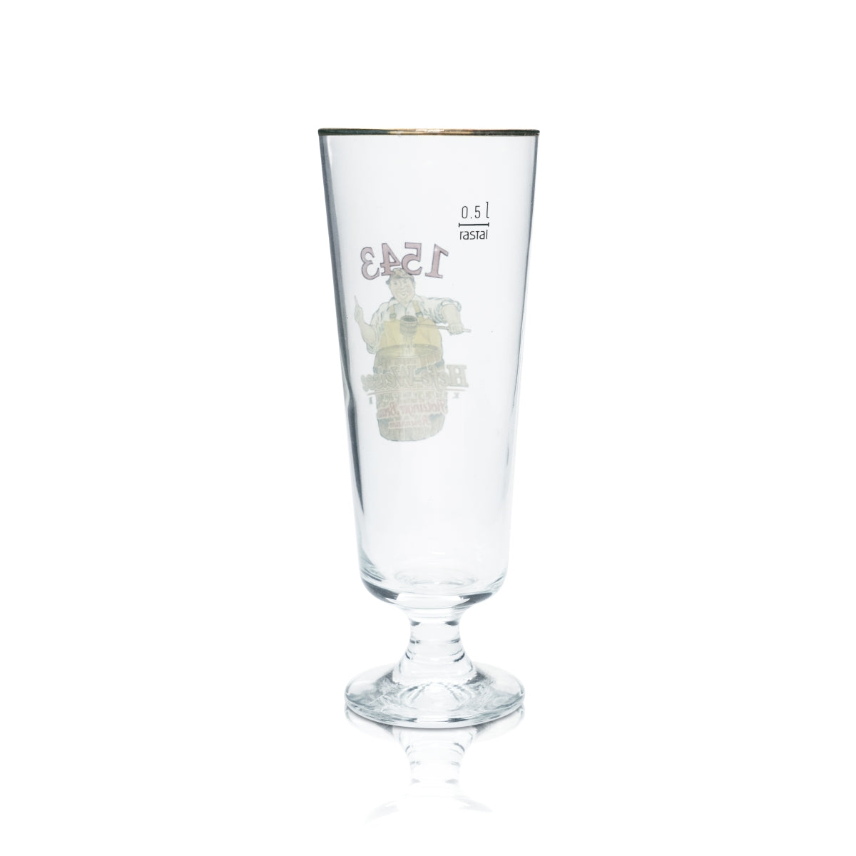 Bicchiere da birra Flötzinger 0,5 l con bordo dorato Bicchieri da birra bianca Lievito di frumento "1543" Bräu – Vista 2