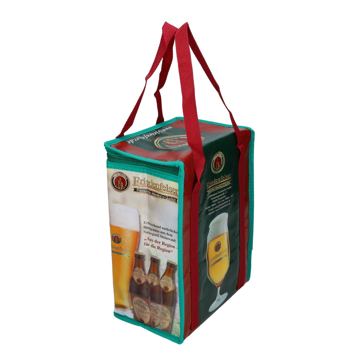 Borsa termica per birra Friedenfelser, verde, nuova, in tessuto misto, conforme alla norma ISO – Vista 3