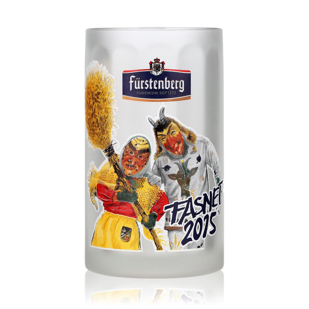 Bicchiere da birra Fürstenberg da 0,25 l, modello "Krug Fasnet 2015", finitura "Frostet Rastal"