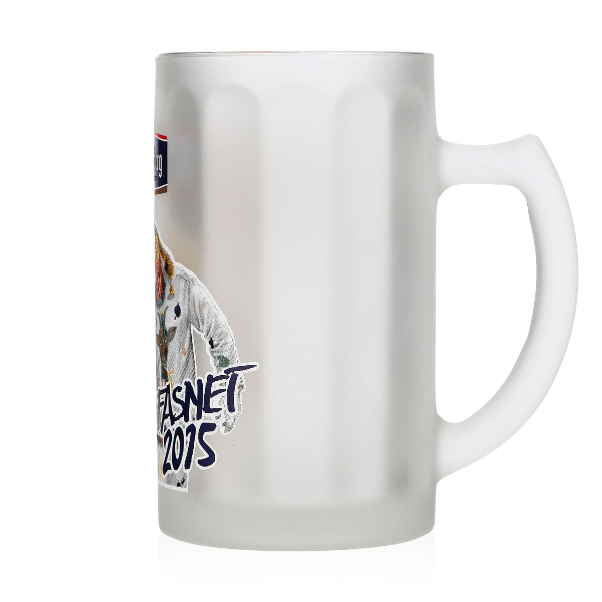 Bicchiere da birra Fürstenberg da 0,25 l, modello "Krug Fasnet 2015", finitura "Frostet Rastal" – Vista 5