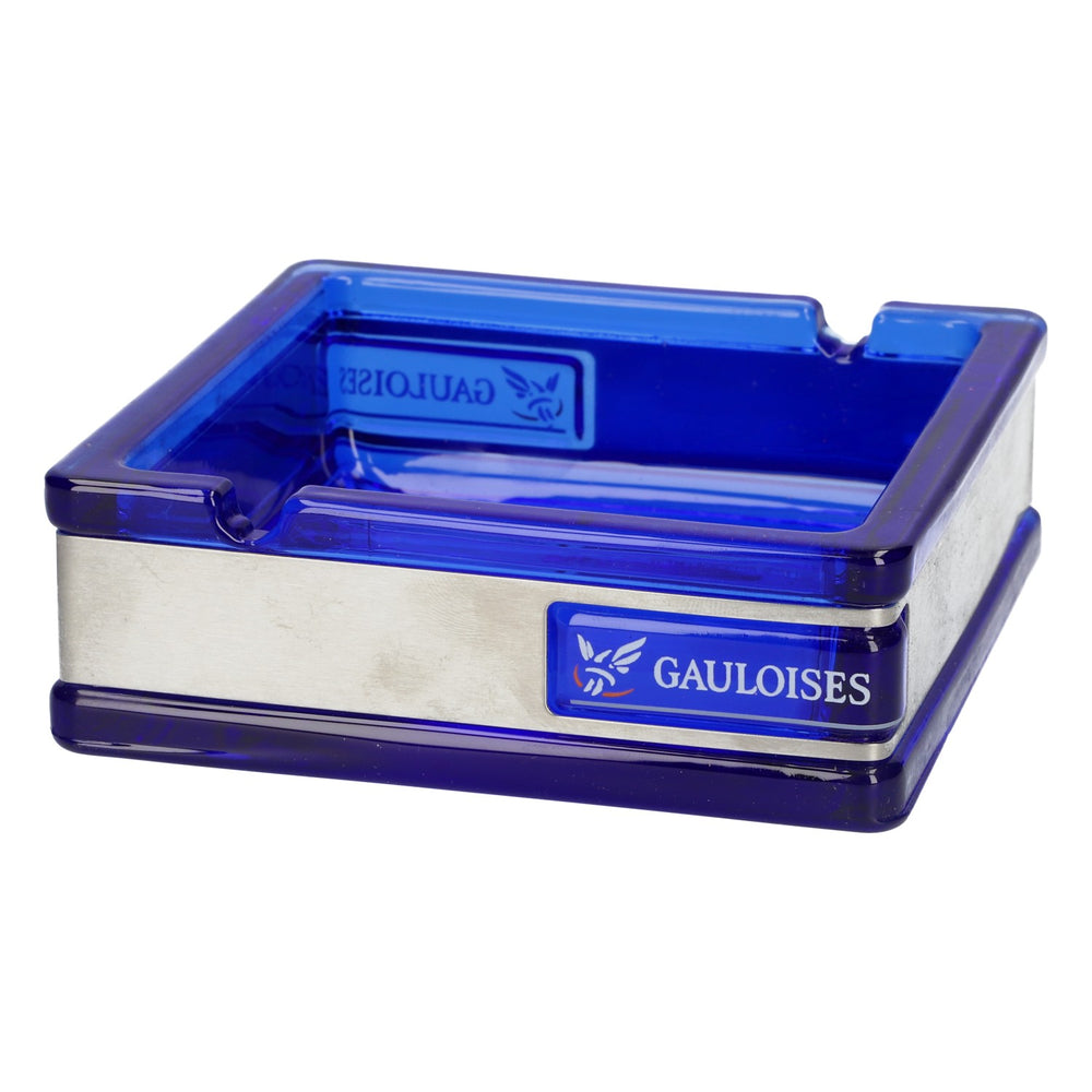 Gauloises Sigarette Posacenere Blu Vetro 10x10cm Posacenere in vetro Accessori per fumatori