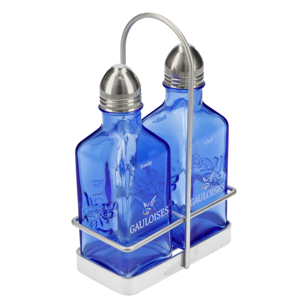 Gauloises sigarette Set di bottiglie per olio e aceto Set di menage blu – Vista 3