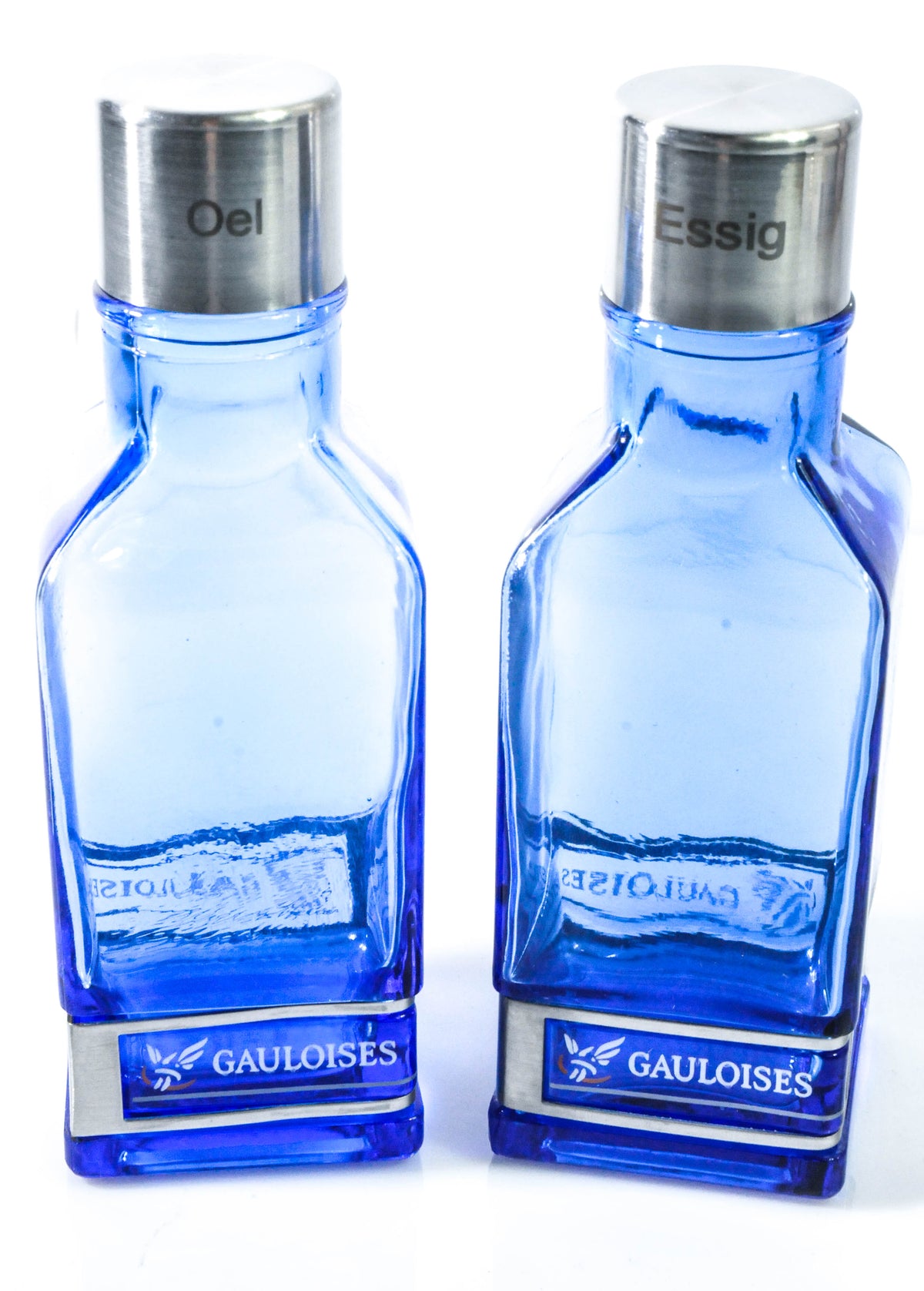 Sigarette Gauloises Set di bottiglie per olio e aceto Cestello in acciaio inossidabile – Vista 3