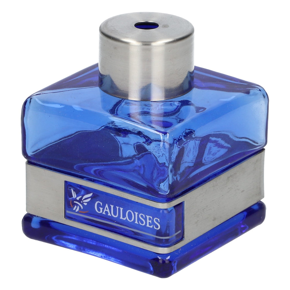 Sale da zucchero in vetro blu con finiture in acciaio inox