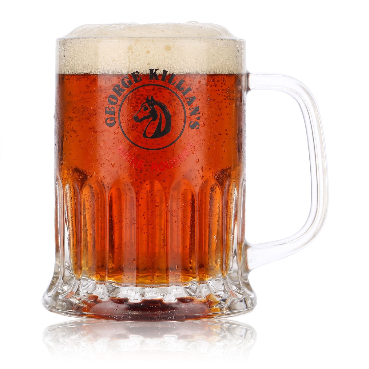 Bicchiere da birra George Killian, boccale da 0,36 l, birre Rousse, logo con cavalli in rilievo