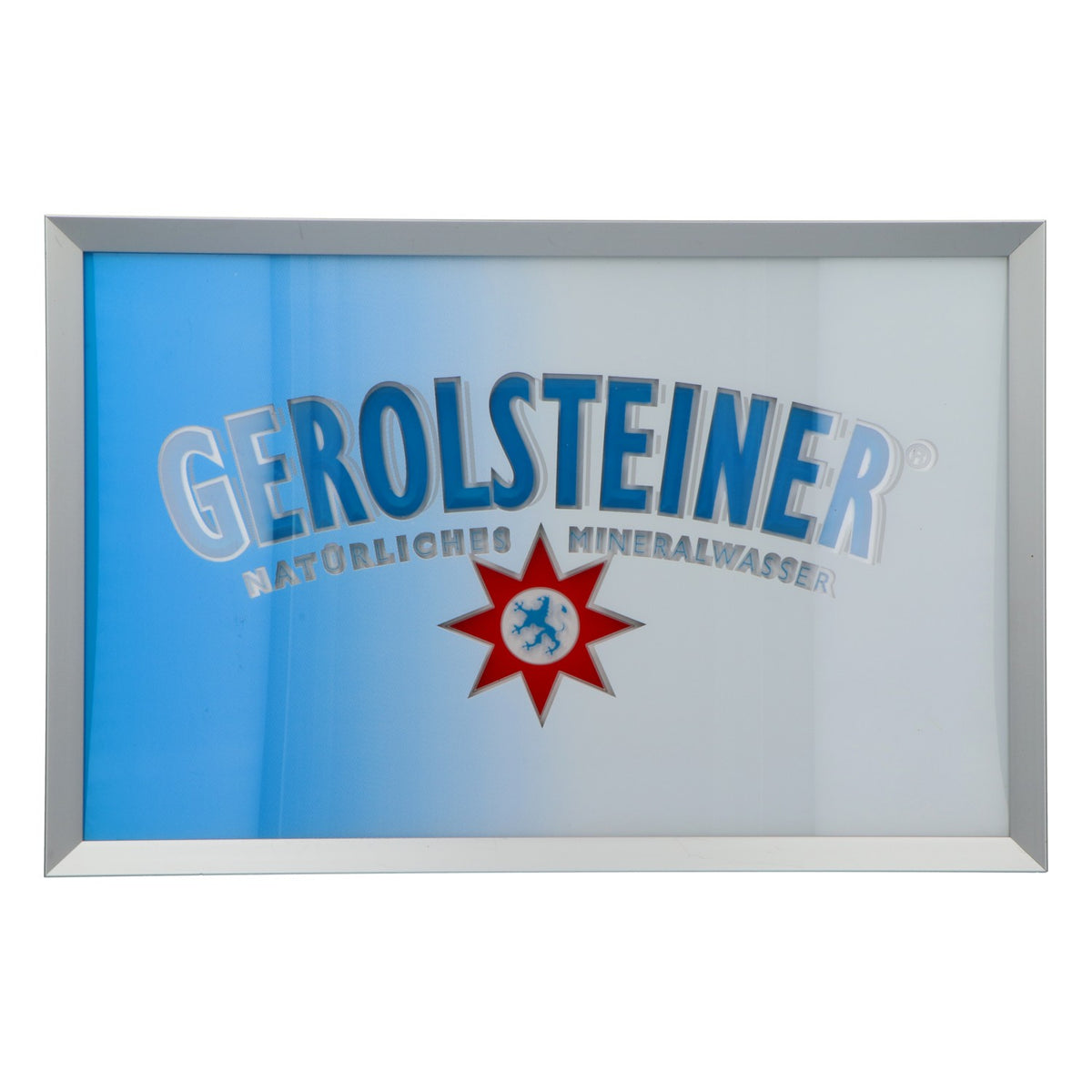 Cornice LED in alluminio Gerolsteiner, insegna luminosa, decorazione da bar, 44x29x3 cm